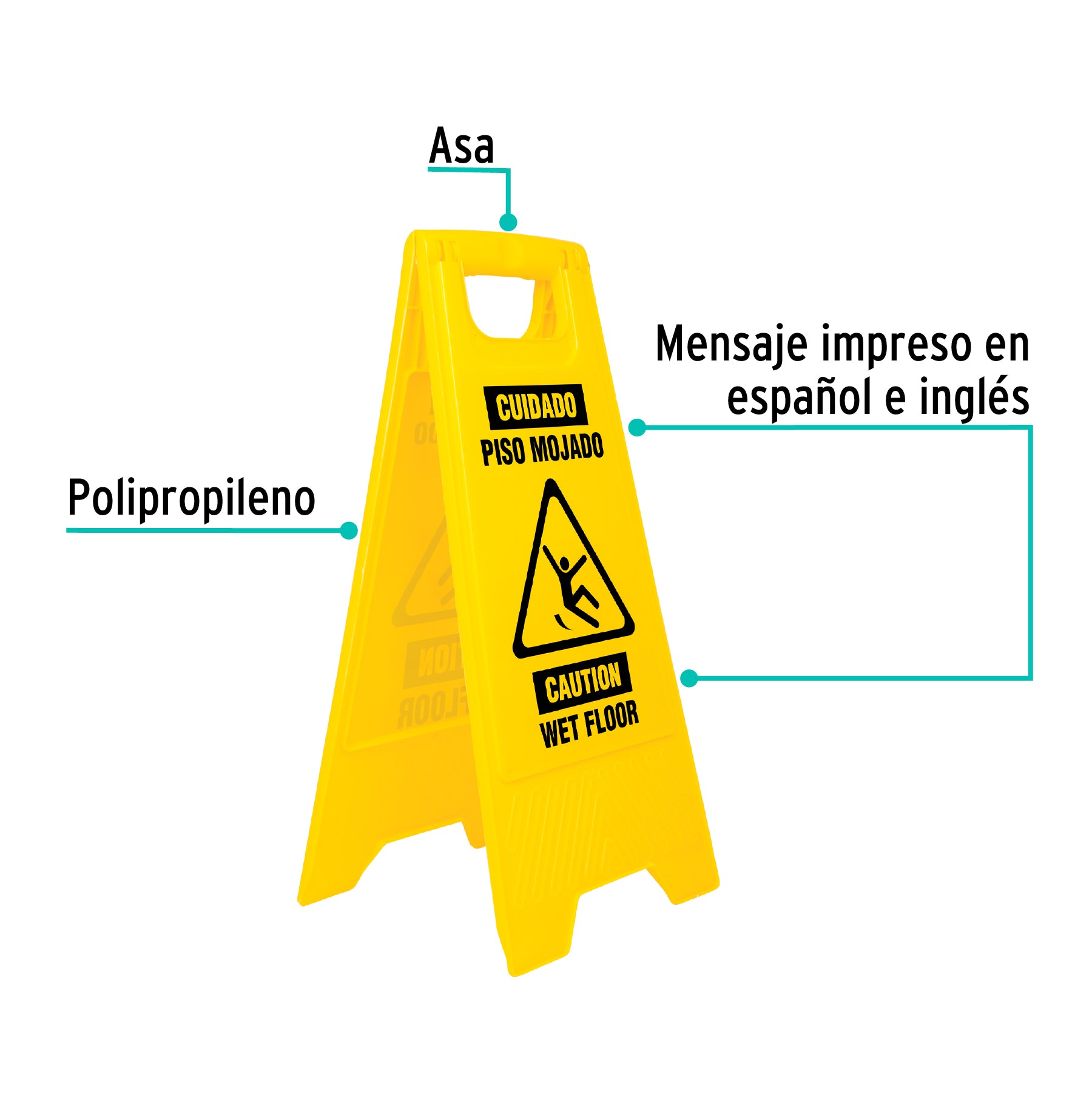Letrero de piso resbaloso, 62 cm, KLINTEK