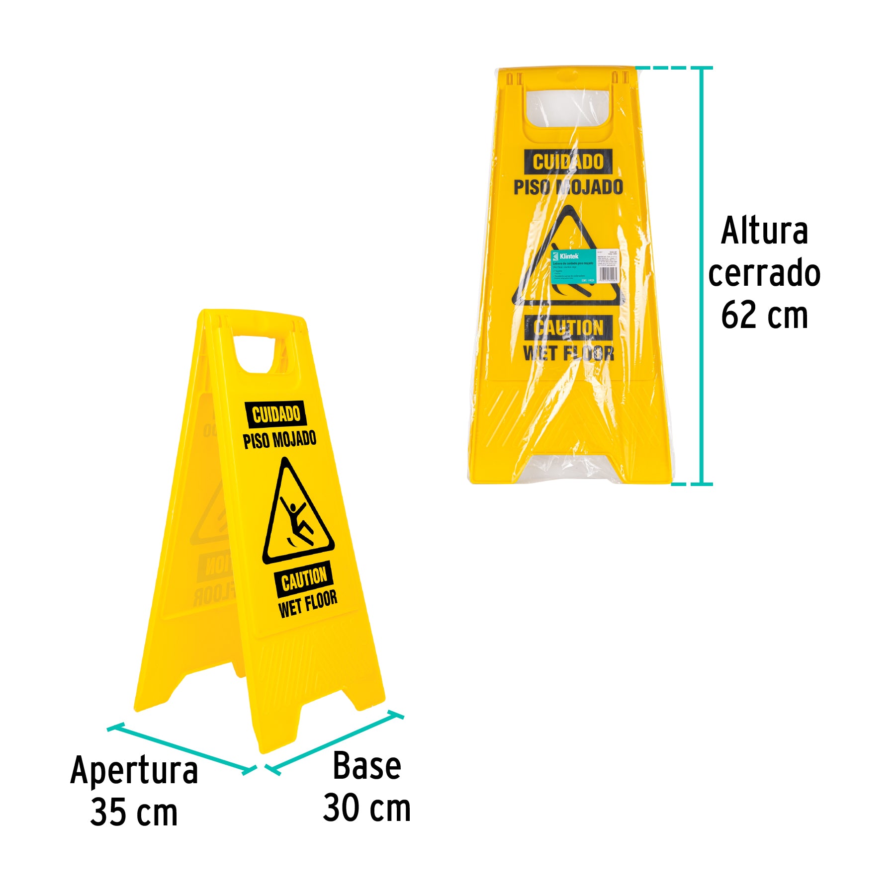 Letrero de piso resbaloso, 62 cm, KLINTEK