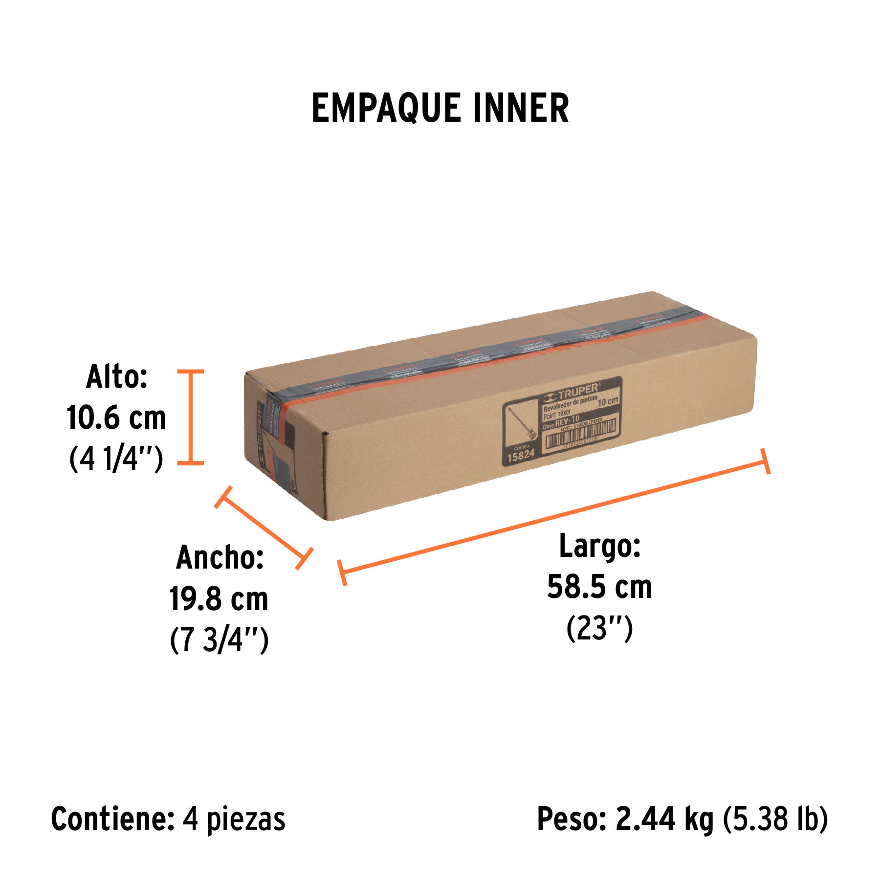 Revolvedor de pintura, 100mm de diámetro, TRUPER - Empaque