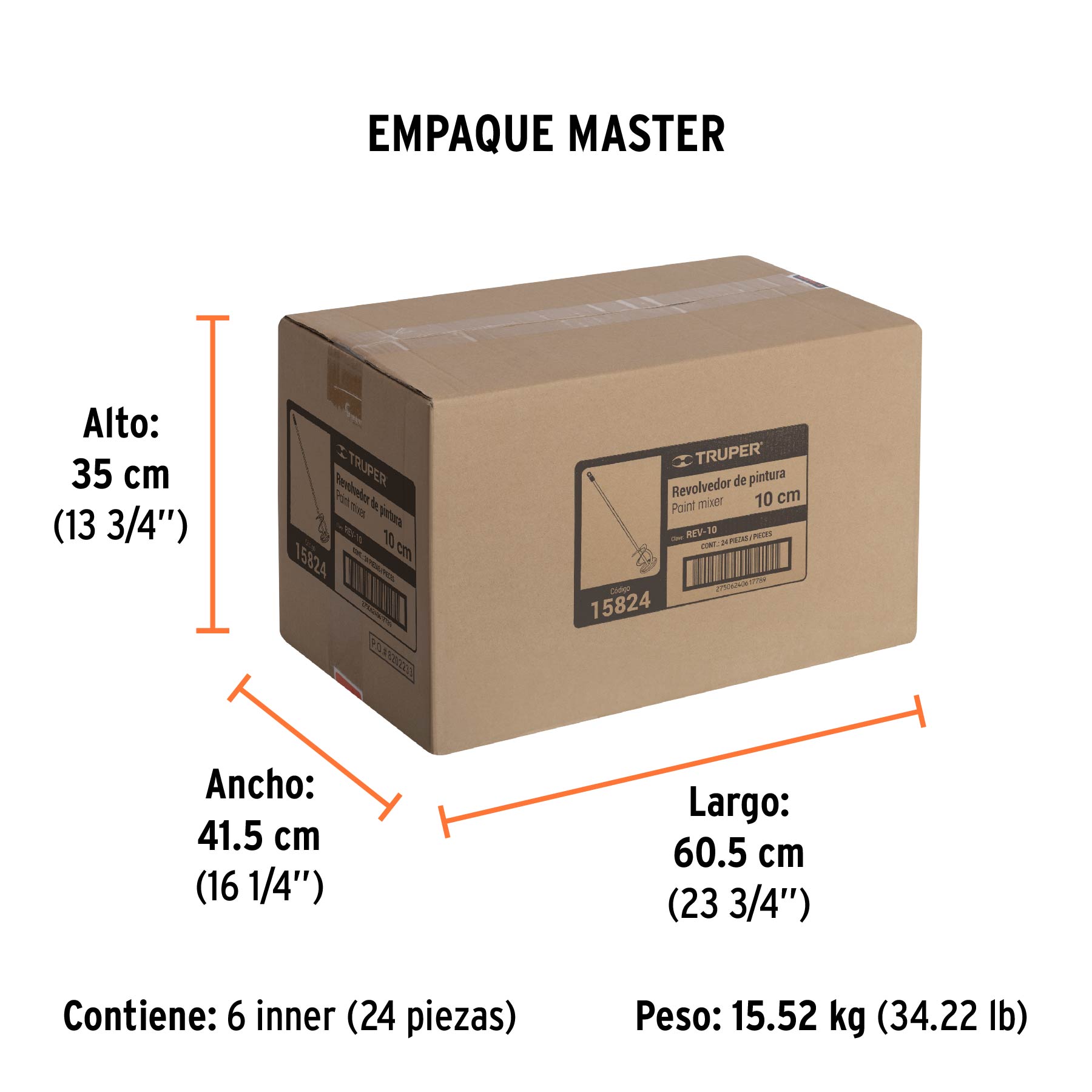 Revolvedor de pintura, 100mm de diámetro, TRUPER - Empaque