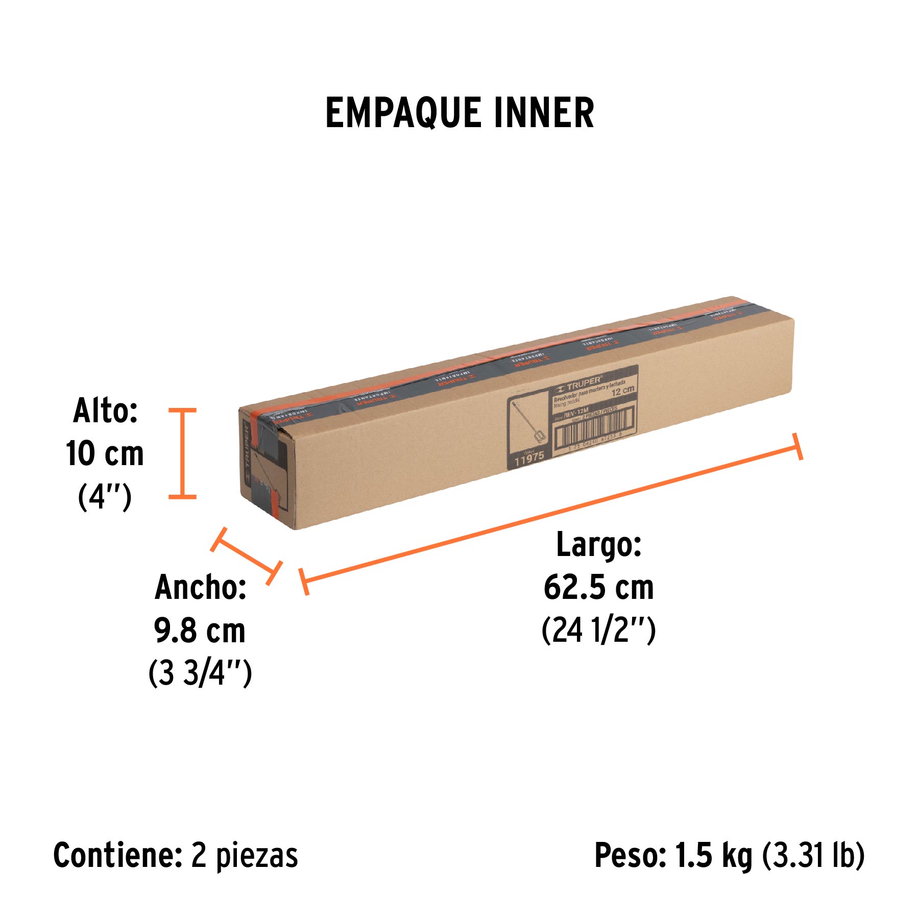 Revolvedor para mortero, 120mm de diámetro, TRUPER - Empaque