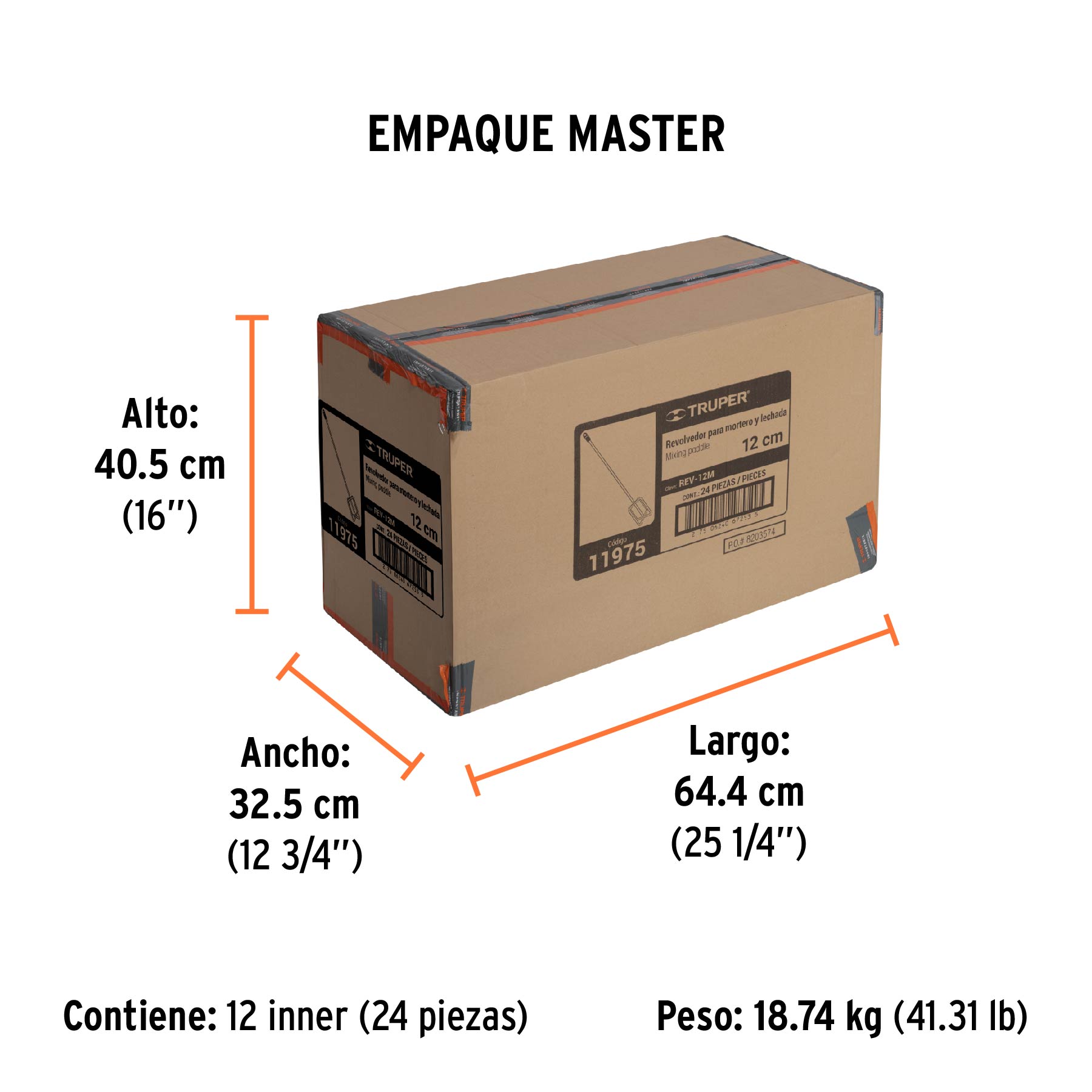 Revolvedor para mortero, 120mm de diámetro, TRUPER - Empaque