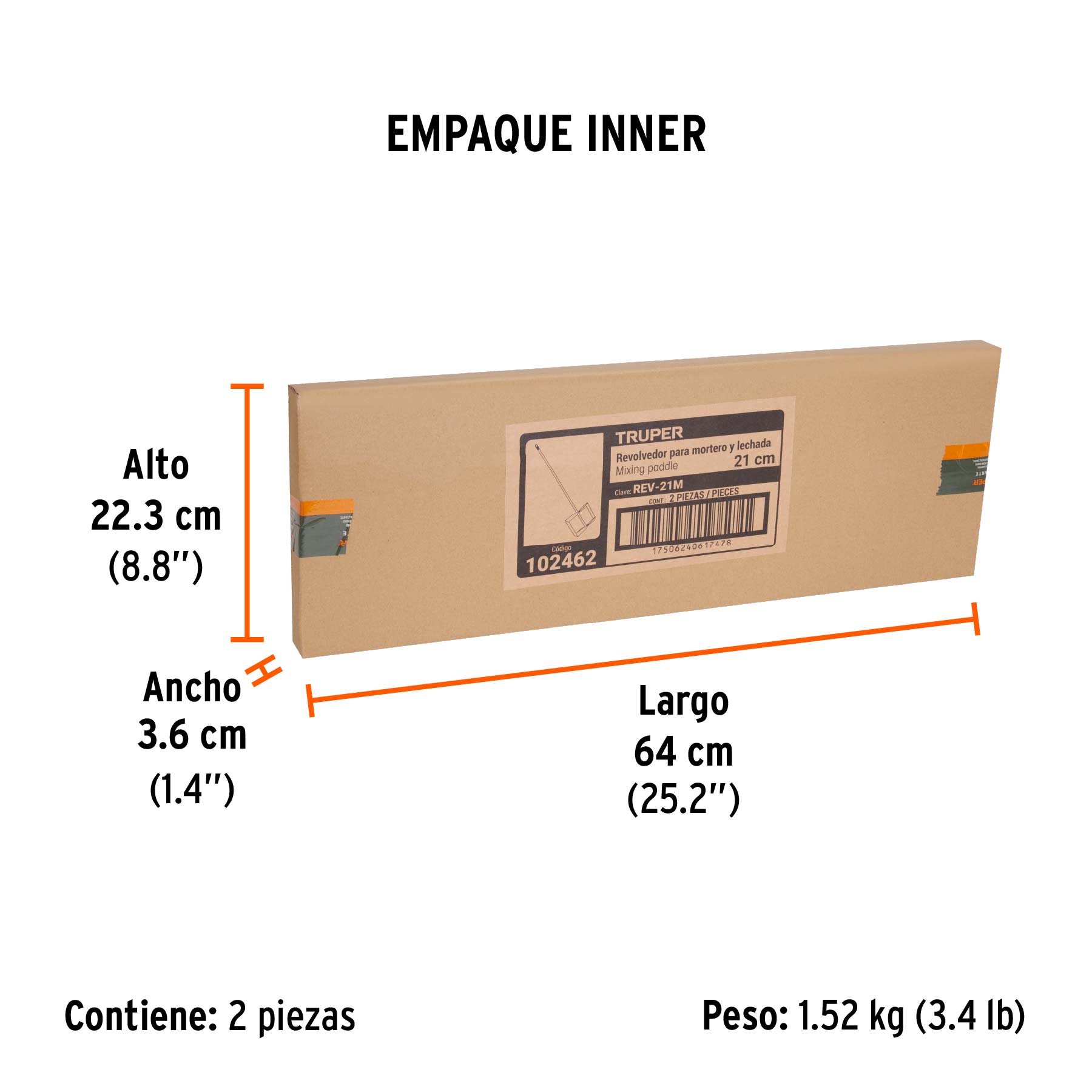 Revolvedor para mortero, 210mm de diámetro, TRUPER - Empaque