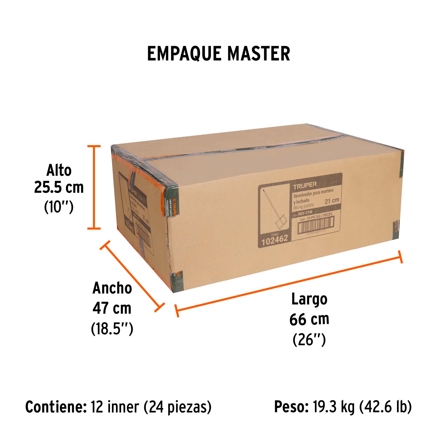 Revolvedor para mortero, 210mm de diámetro, TRUPER - Empaque