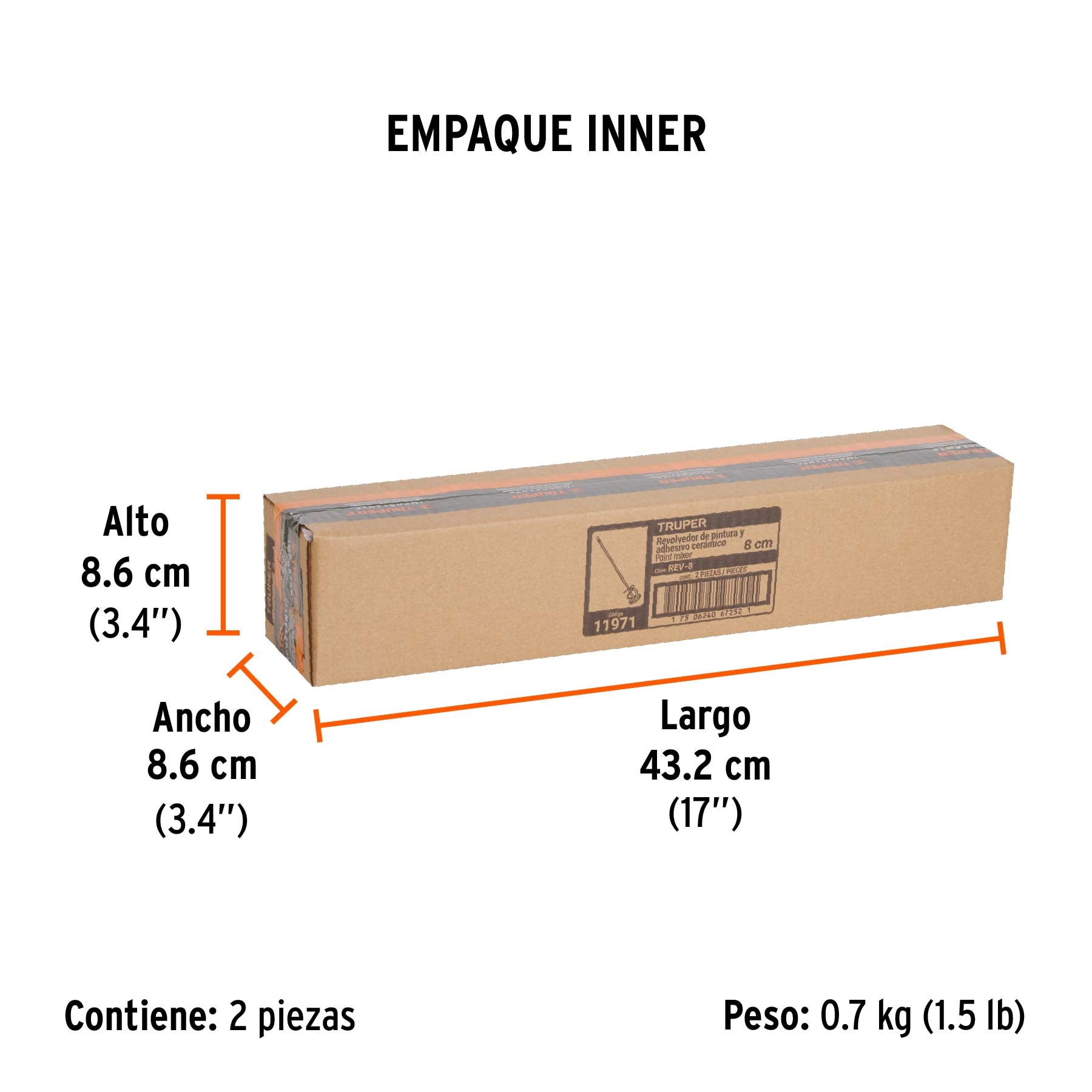 Revolvedor de pintura, 80mm de diámetro, TRUPER - Empaque