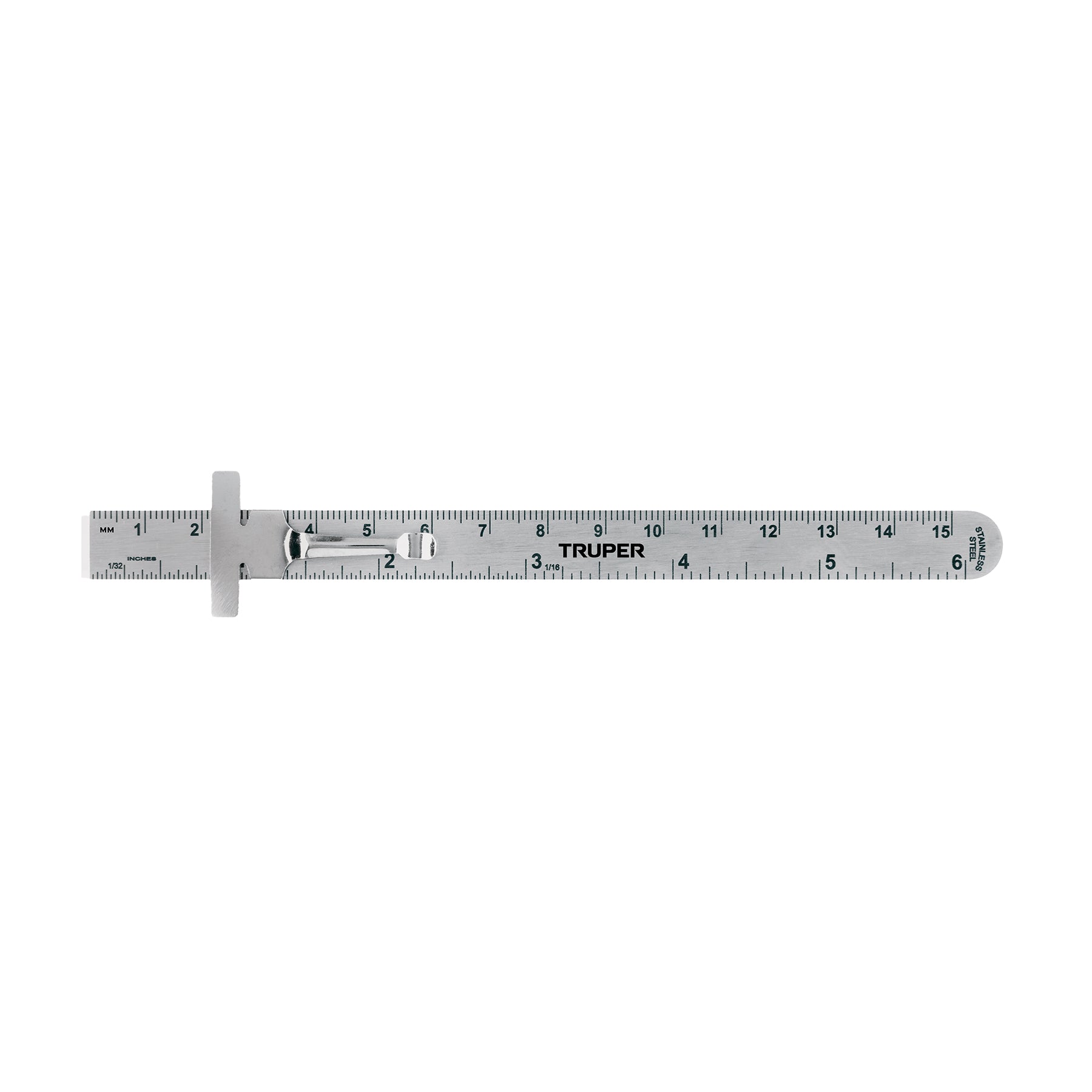 Regla 15 cm de acero inoxidable de bolsillo, TRUPER