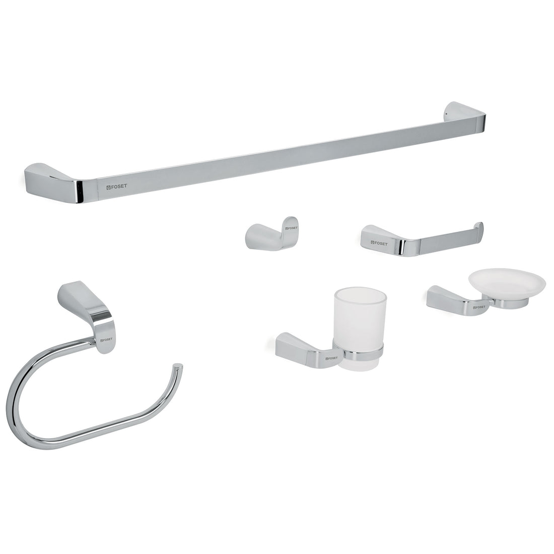 Juego de 6 accesorios para baño acabado cromo, RIVIERA