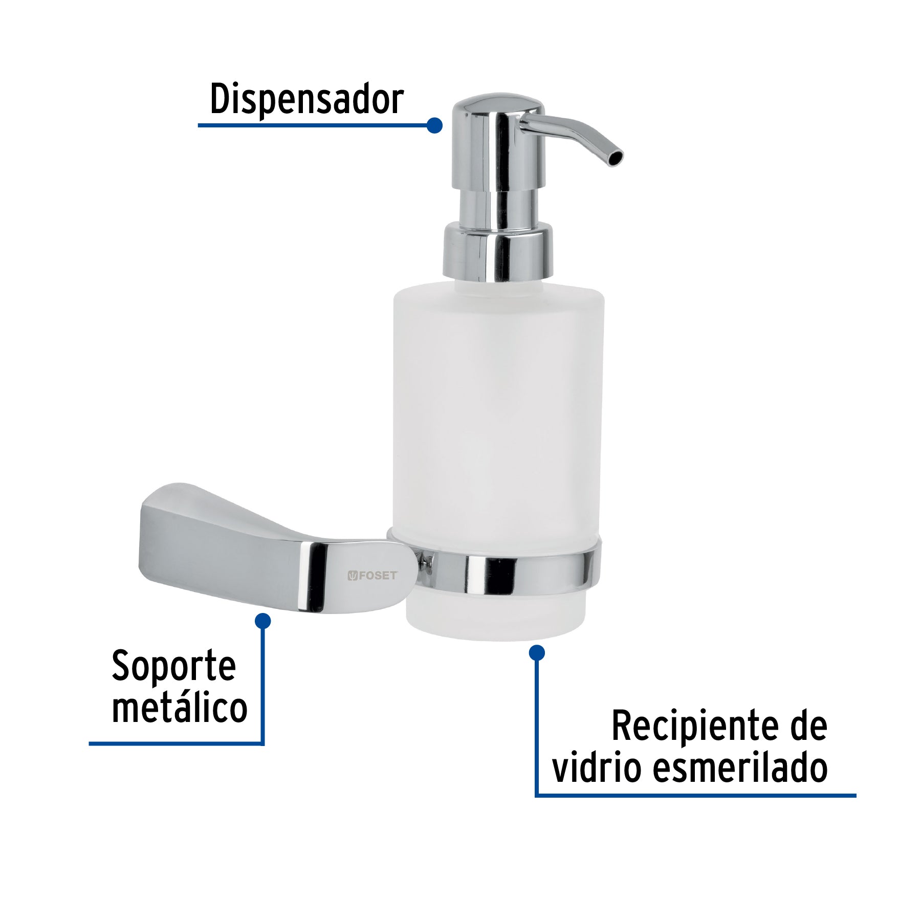 Dispensador de jabón a pared de latón cromado, RIVIERA