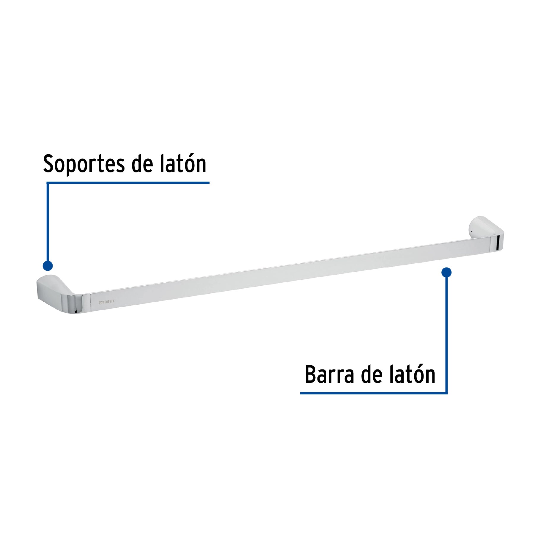 Toallero de barra de latón acabado cromo, FOSET RIVIERA