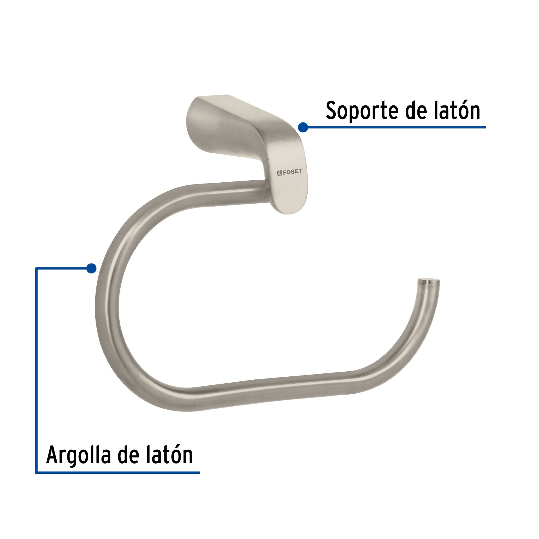Toallero argolla de latón en acabado satín, FOSET RIVIERA