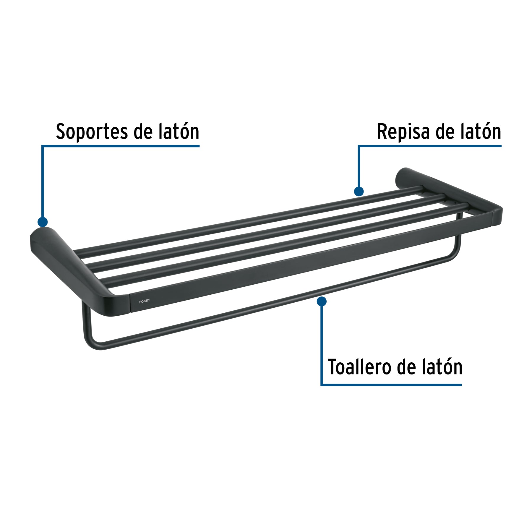 Repisa portatoallas, negro, FOSET RIVIERA