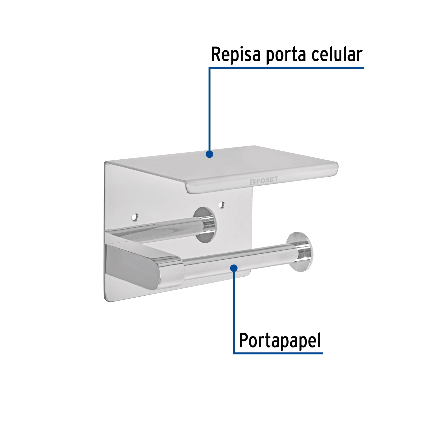 Portarrollo cromo con soporte para celular, FOSET RIVIERA
