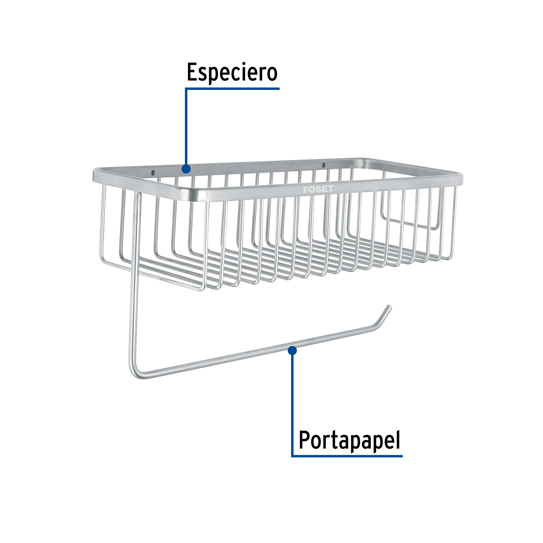 Portarrollo y especiero en cromo para cocina, FOSET RIVIERA
