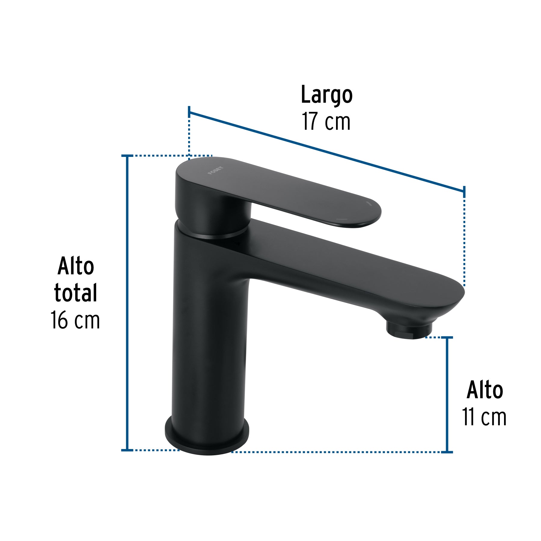 Monomando corto para lavabo, negro, FOSET RIVIERA