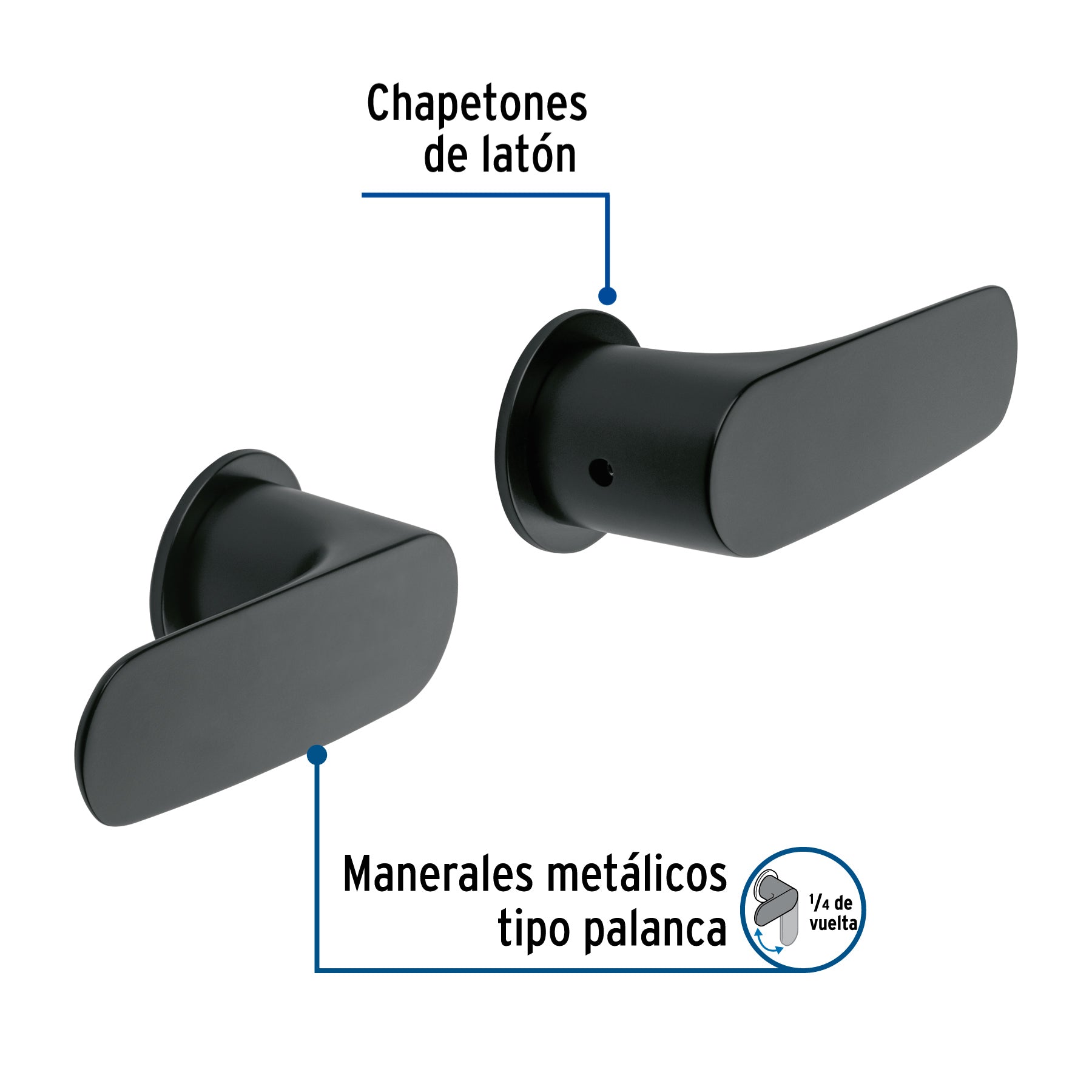 Juego manerales palanca para regadera, negro, FOSET RIVIERA