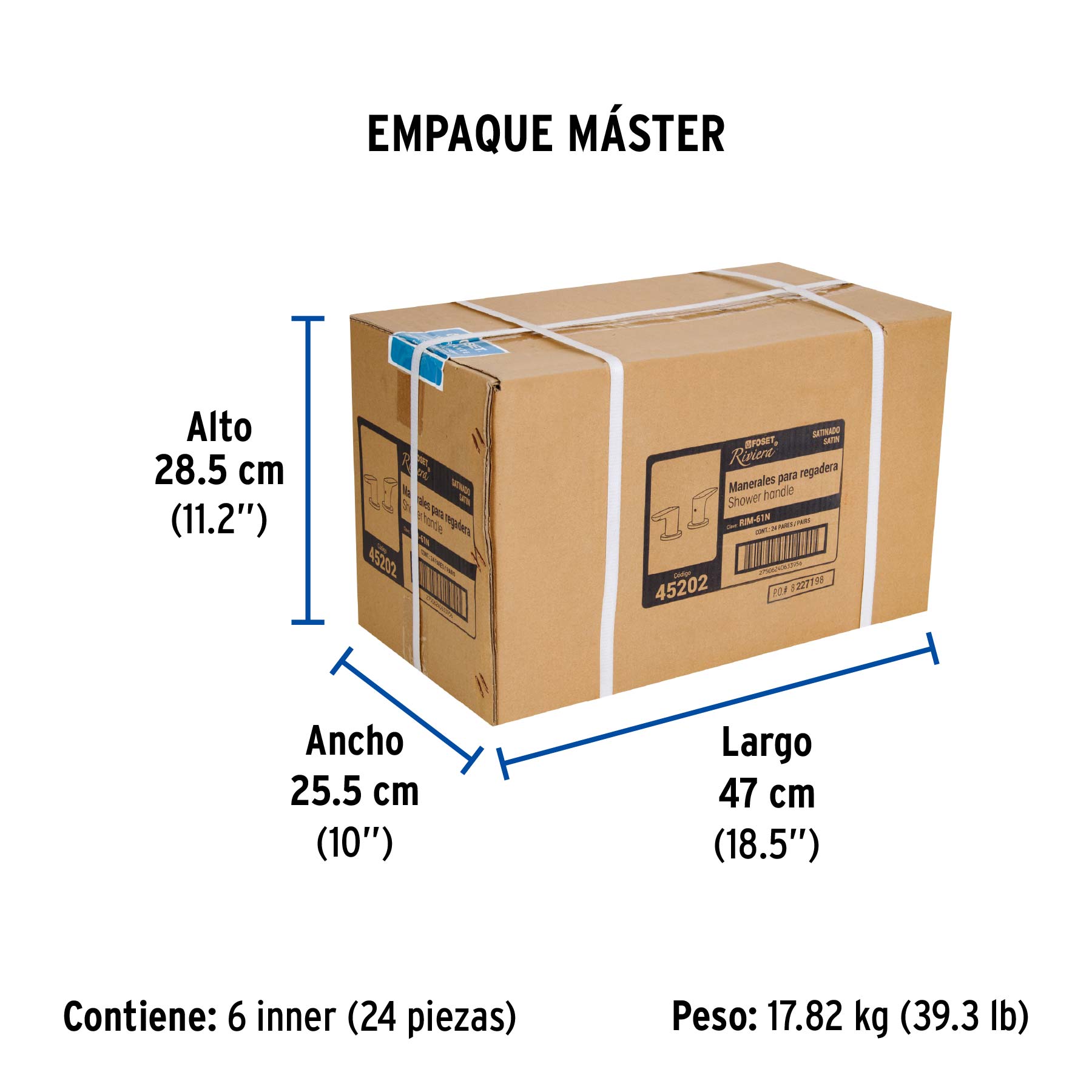 Juego manerales palanca para regadera, satín, RIVIERA - Empaque
