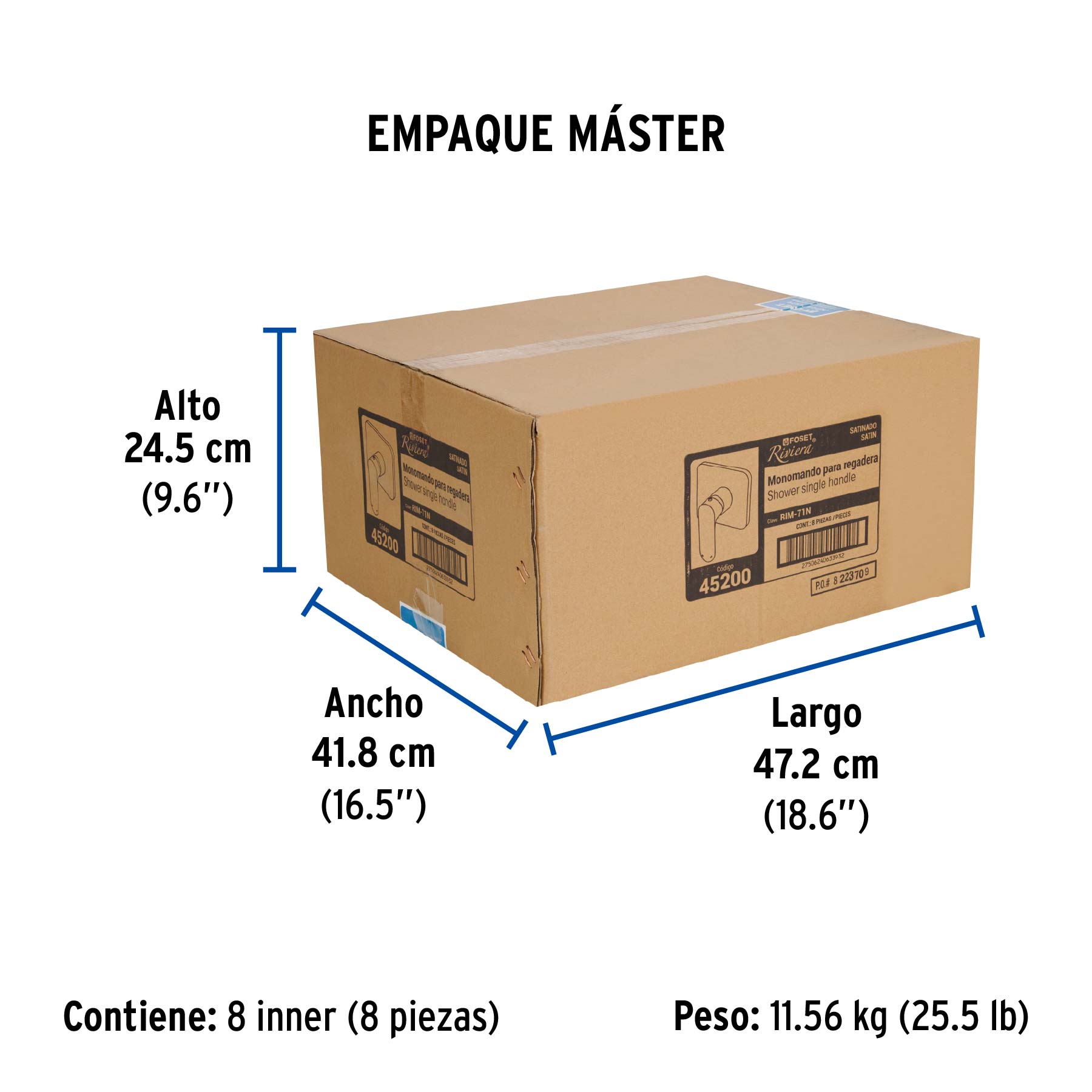 Monomando para regadera, satín, RIVIERA - Empaque