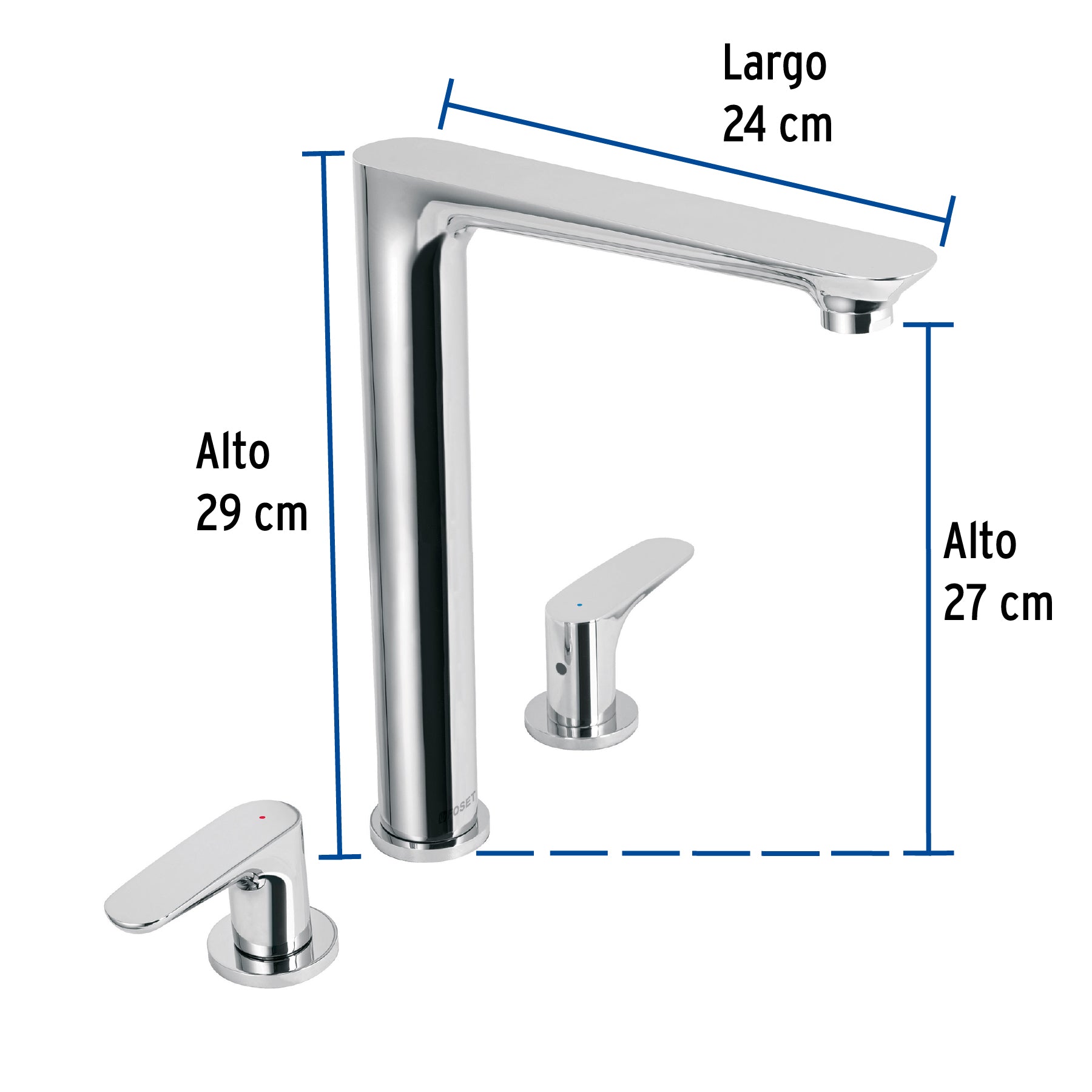Mezcladora cuello alto para fregadero, cromo, FOSET RIVIERA