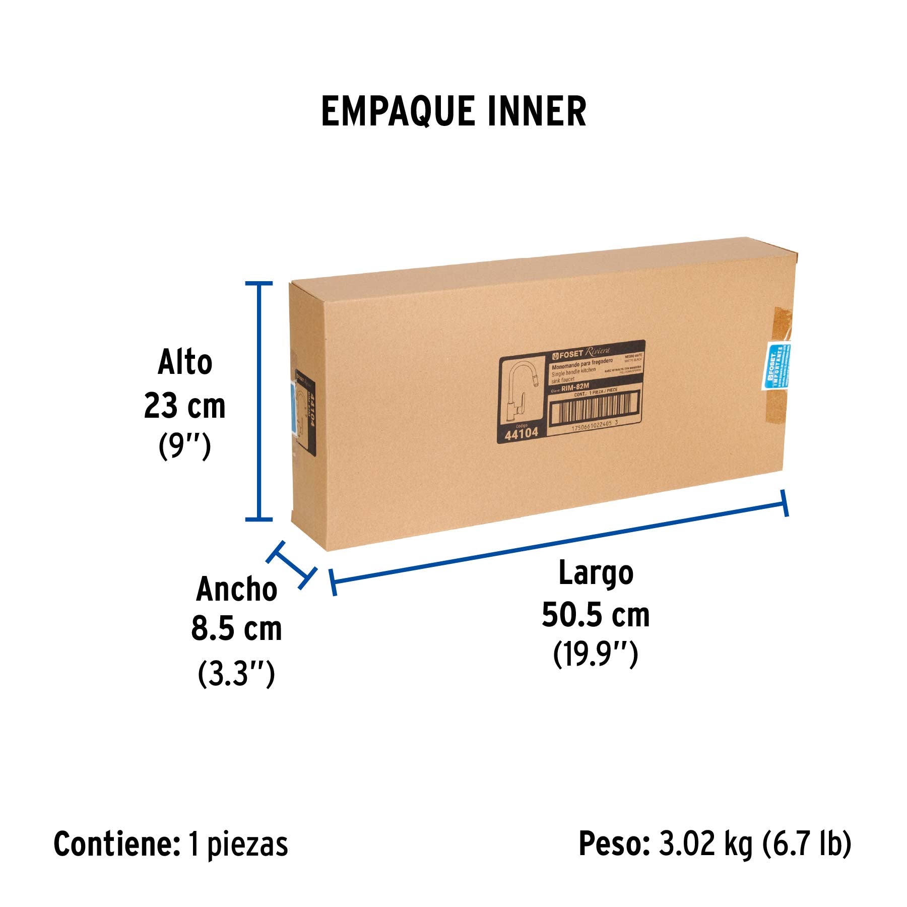 Monomando retráctil para fregadero, negro, FOSET RIVIERA - Empaque