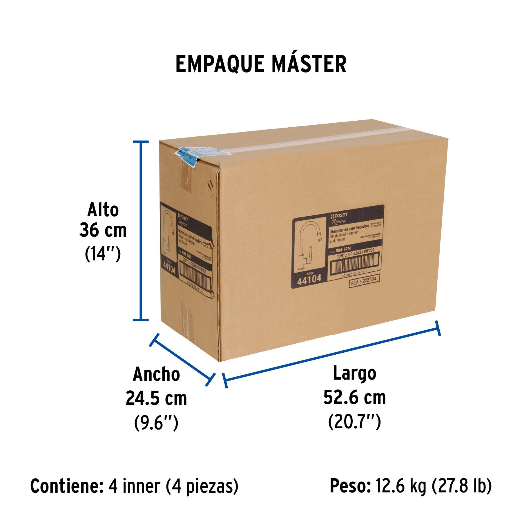 Monomando retráctil para fregadero, negro, FOSET RIVIERA - Empaque