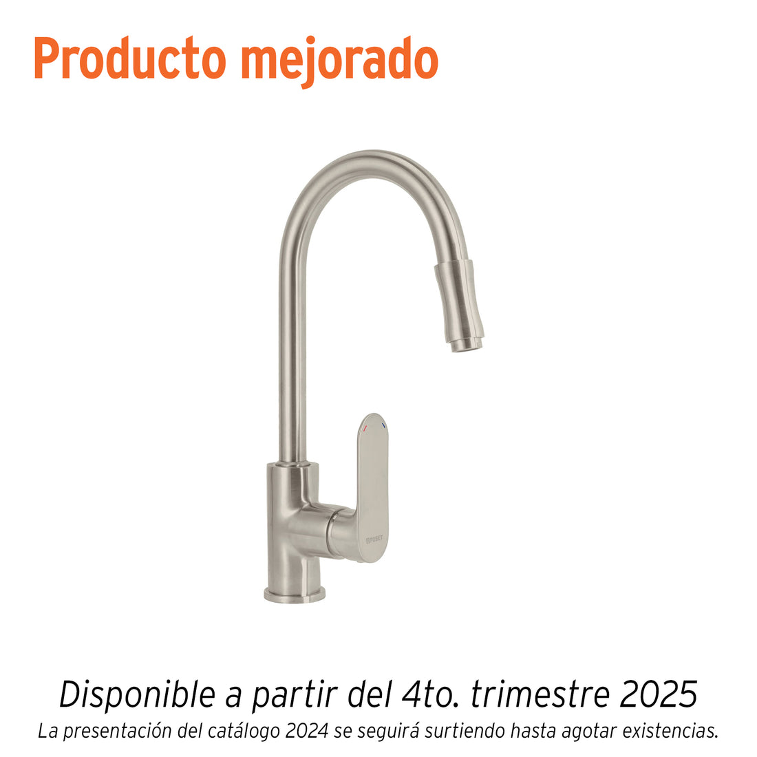 Monomando retráctil para fregadero, satín, FOSET RIVIERA