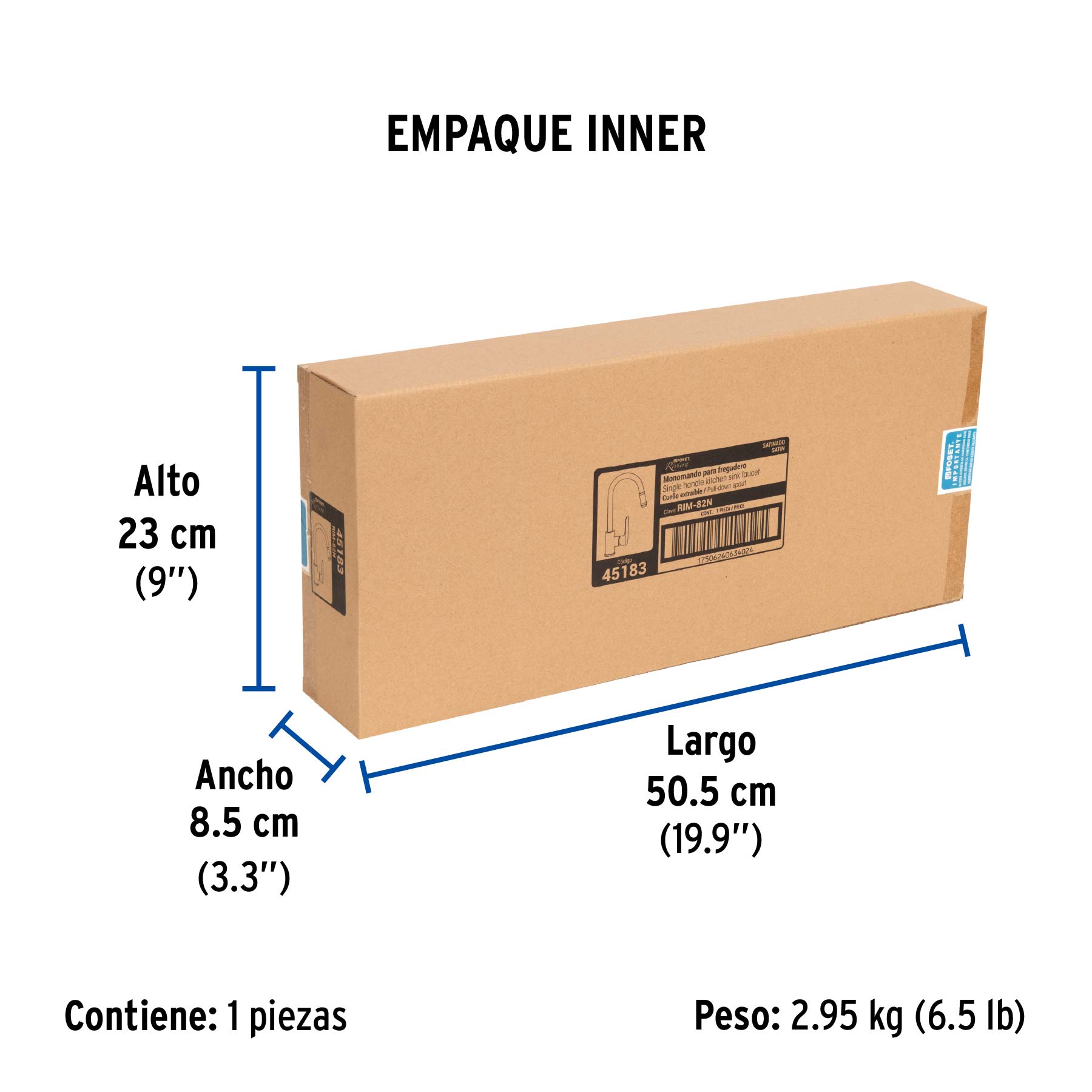 Monomando retráctil para fregadero, satín, FOSET RIVIERA - Empaque