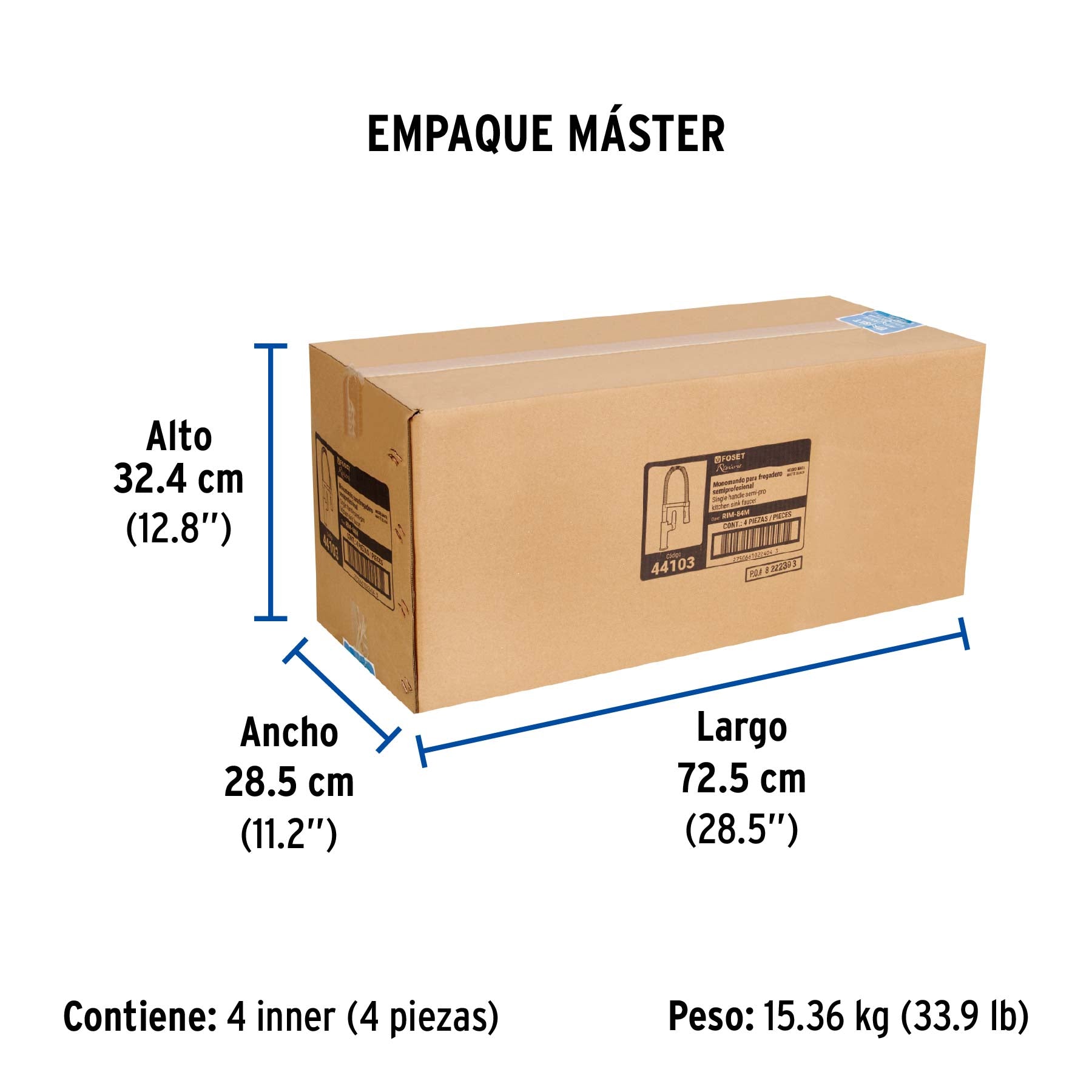 Monomando nariz flexible para fregadero, negro,FOSET RIVIERA - Empaque
