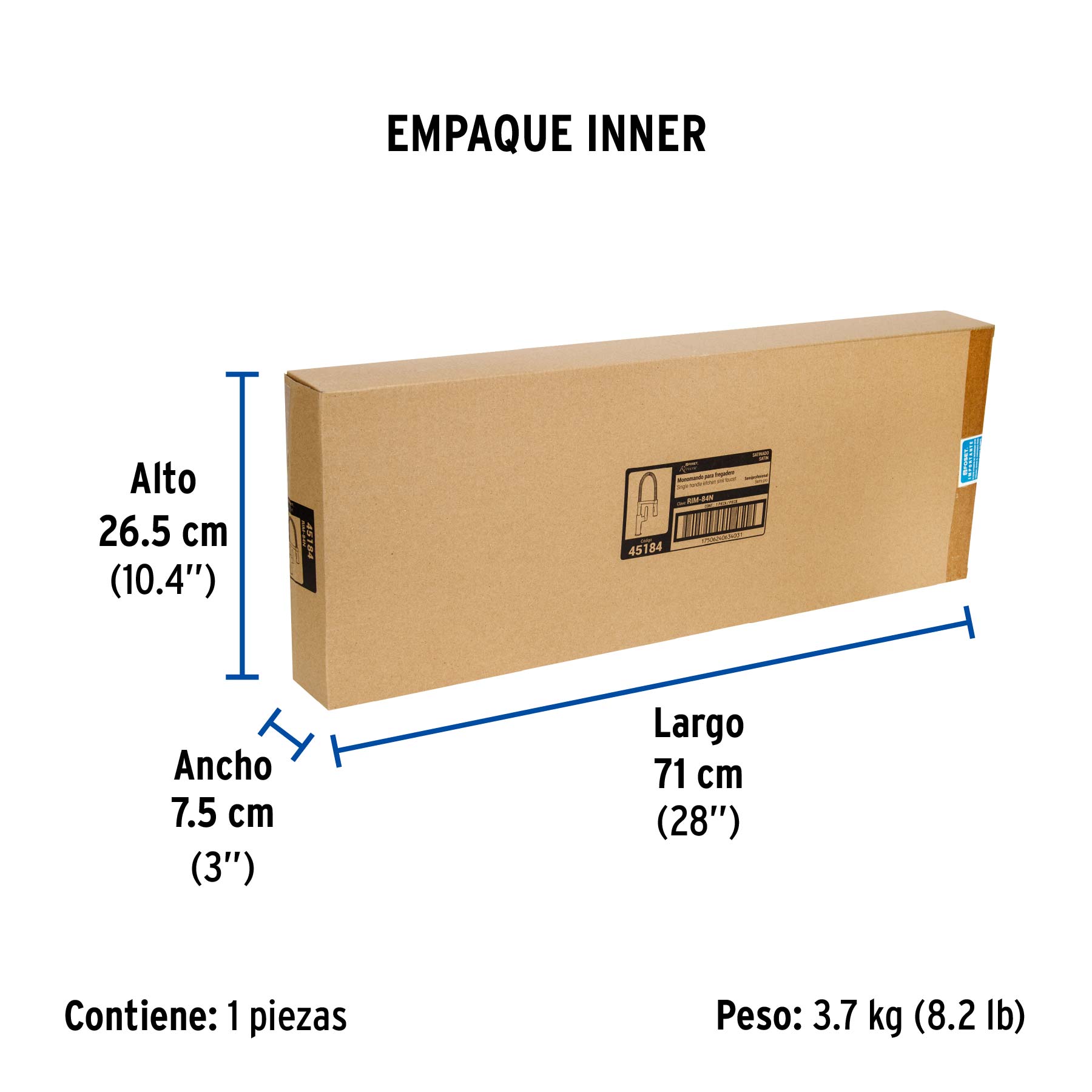 Monomando nariz flexible para fregadero, satín,FOSET RIVIERA - Empaque
