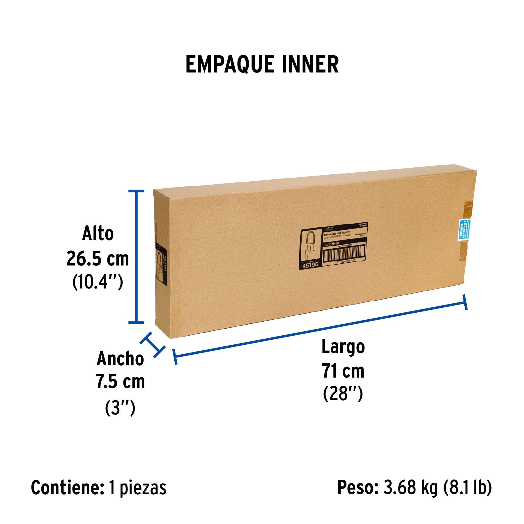 Monomando nariz flexible para fregadero, cromo,FOSET RIVIERA - Empaque