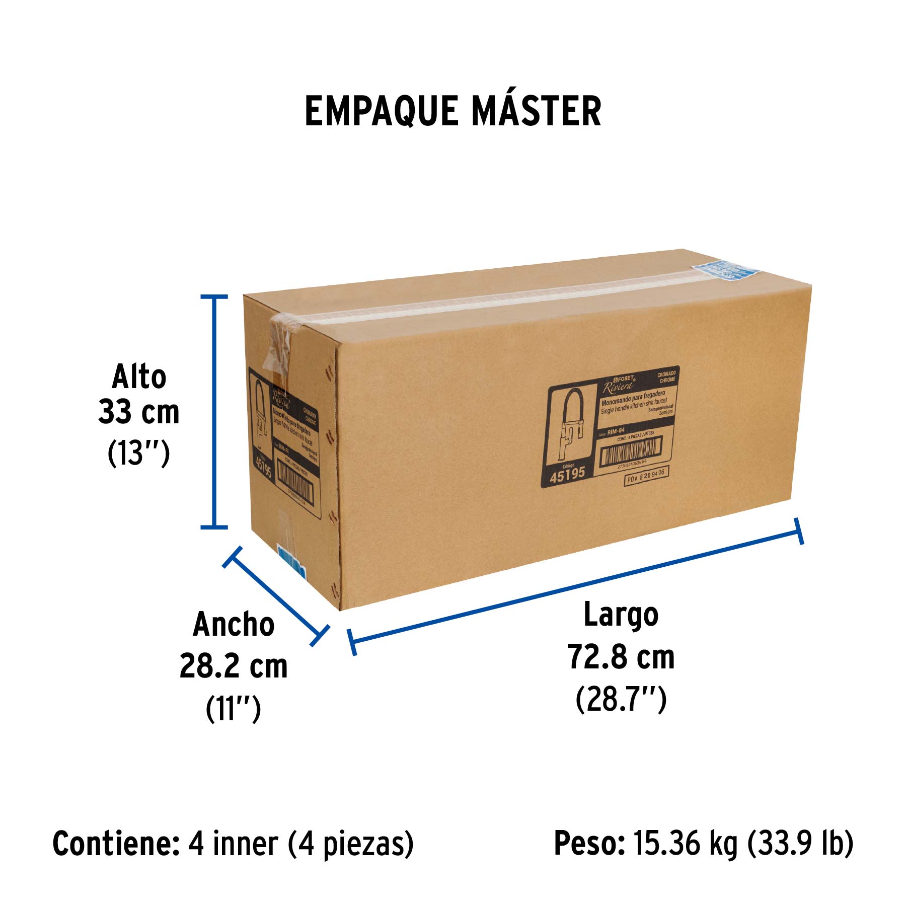 Monomando nariz flexible para fregadero, cromo,FOSET RIVIERA - Empaque