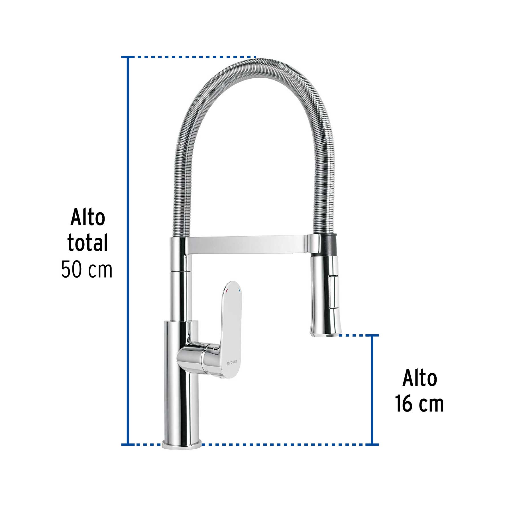 Monomando nariz flexible para fregadero, cromo,FOSET RIVIERA