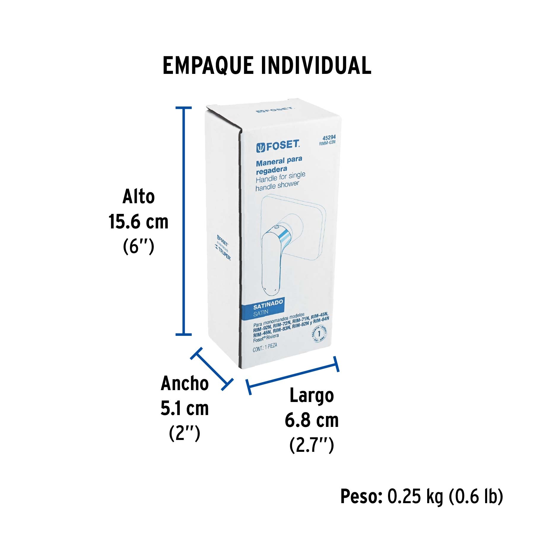 Maneral palanca para monomandos, satín, RIVIERA - Empaque