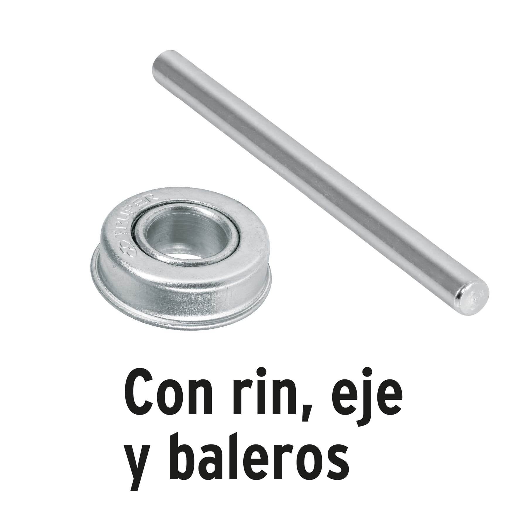 Llanta completa imponchable 13-1/2", incluye eje y baleros