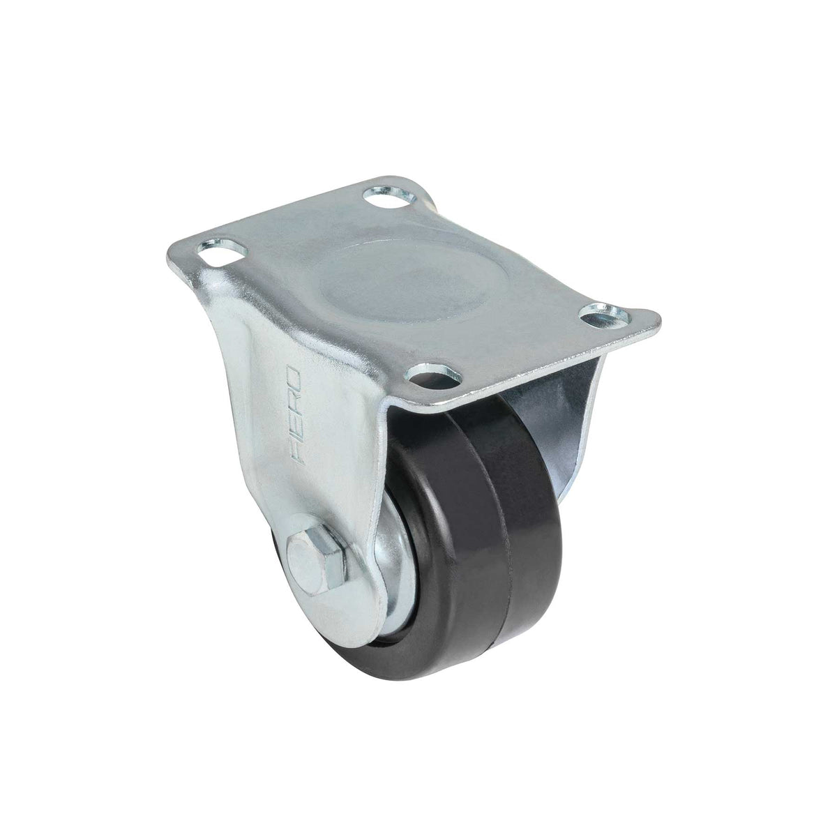 Rodaja uso múltiple 2-1/2", hule, placa fija, balero, FIERO