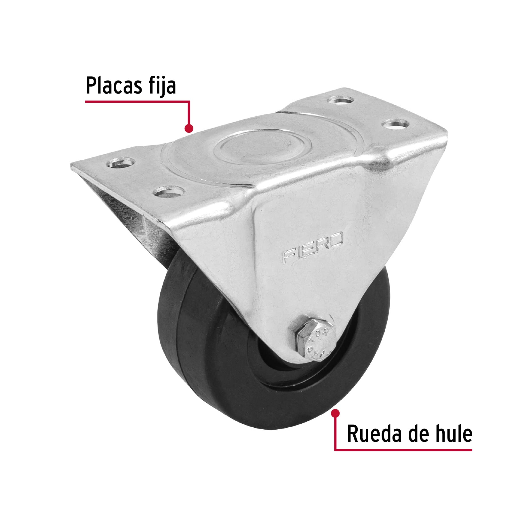 Rodaja hule 3", placa fija con buje, carga 50 kg, FIERO