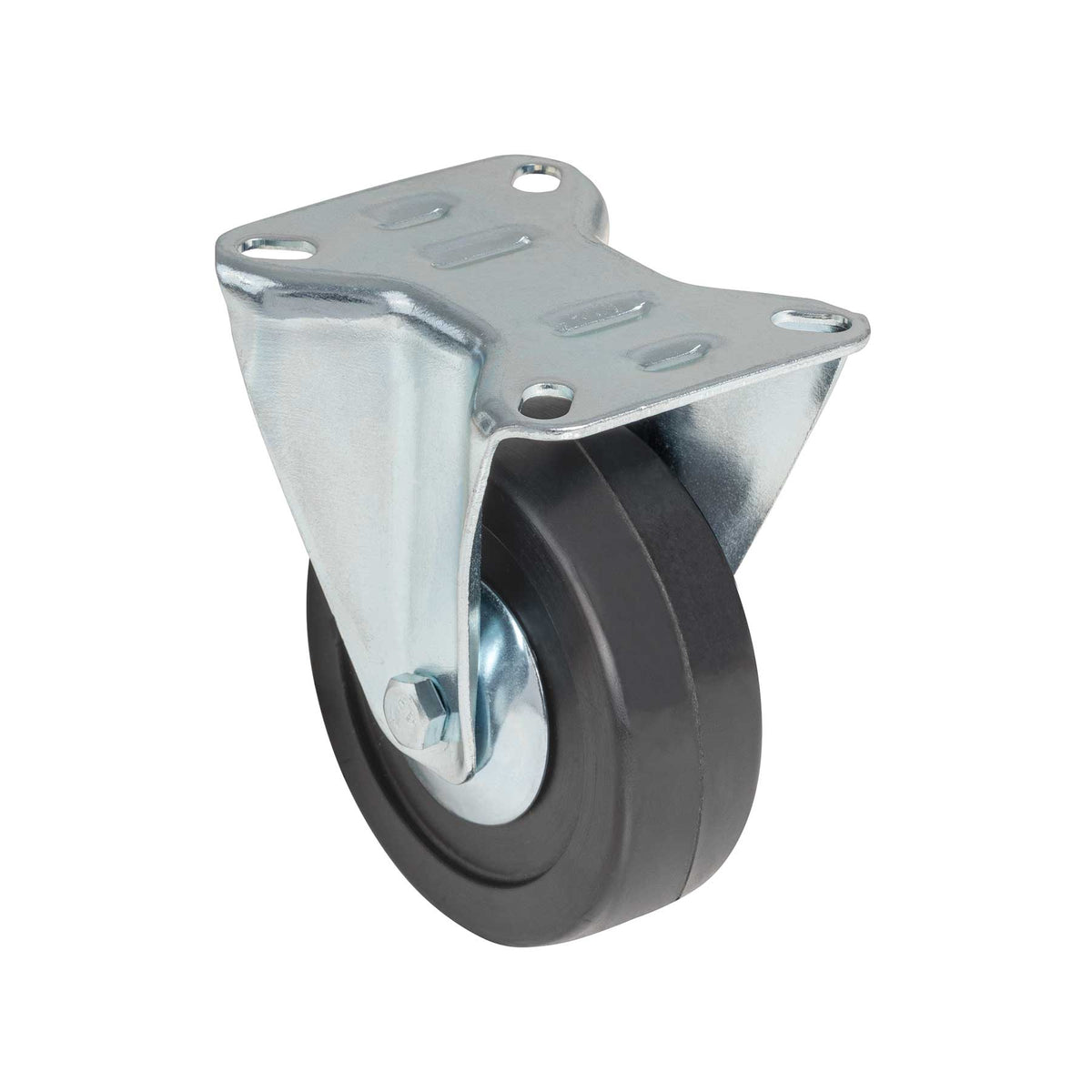 Rodaja uso múltiple 4", hule, placa fija, balero, 60 kg