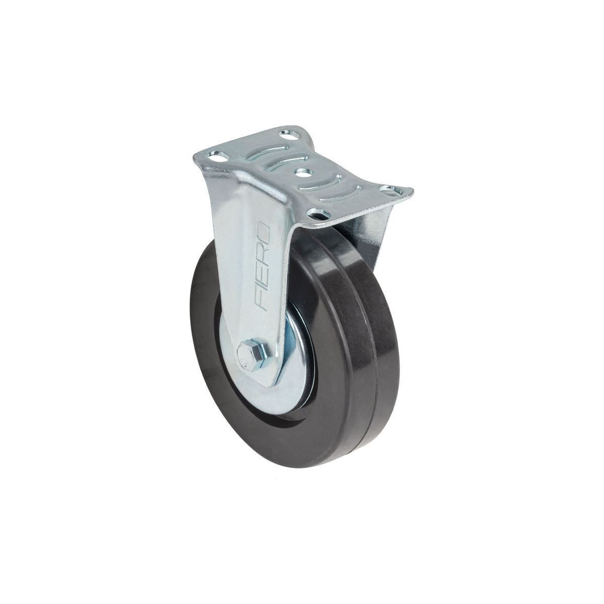 Rodaja uso múltiple 5", hule, placa fija, balero, FIERO