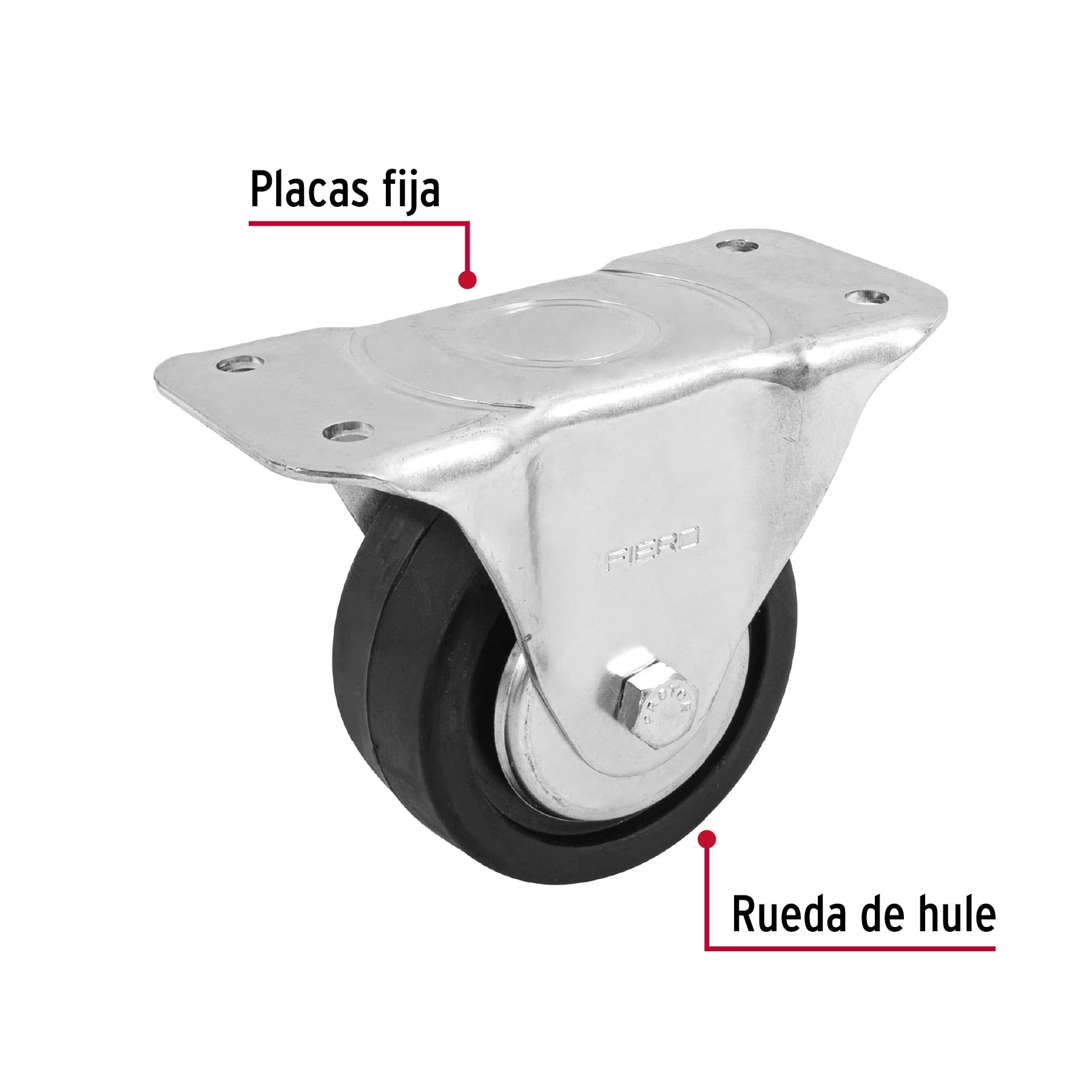 Rodaja hule 4", placa fija con balero, carga 100 kg, FIERO