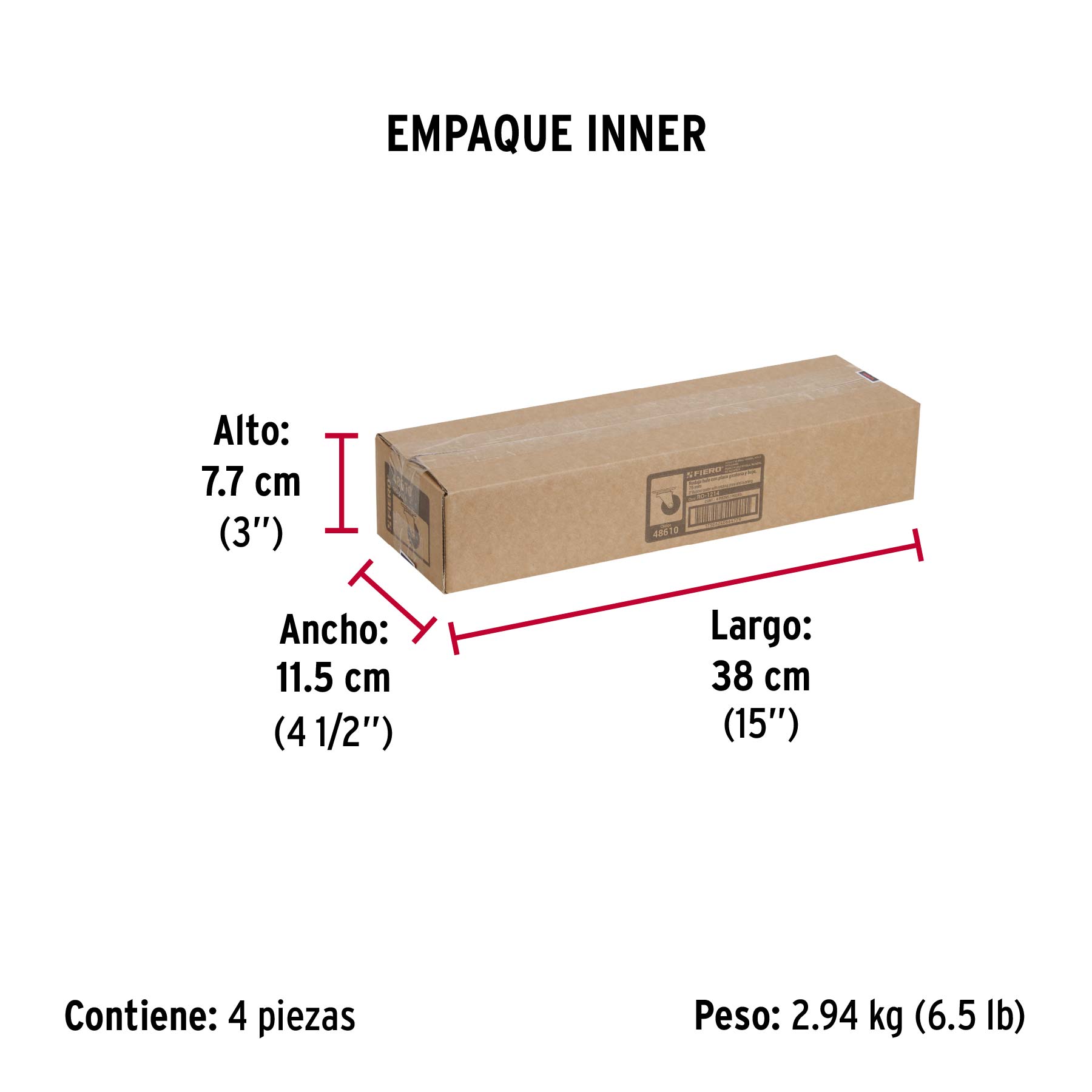 Rodaja hule 3", placa giratoria c/buje, carga 60kg, FIERO - Empaque