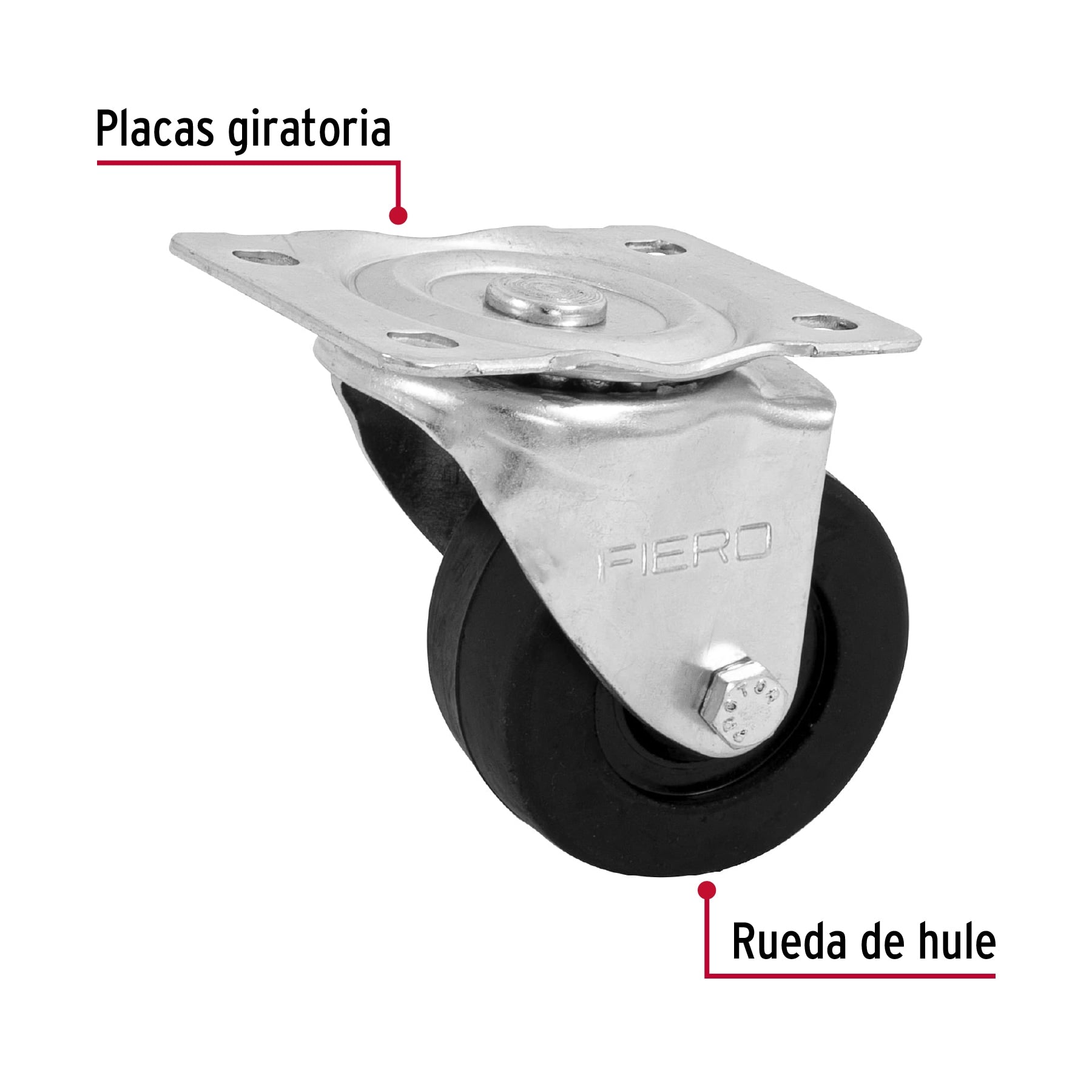 Rodaja hule 3", placa giratoria c/buje, carga 60kg, FIERO