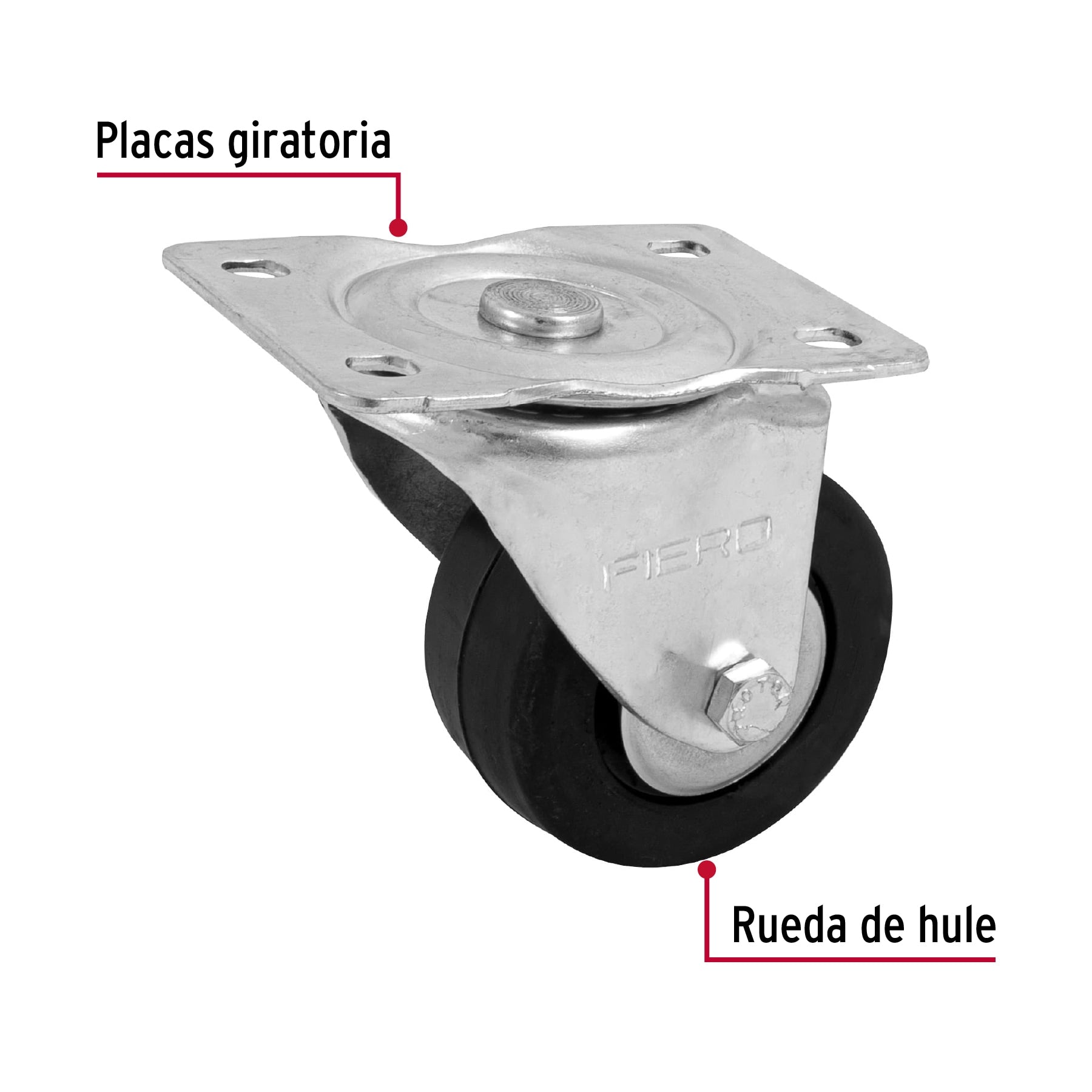 Rodaja hule 3", placa giratoria c/balero, carga 60kg, FIERO