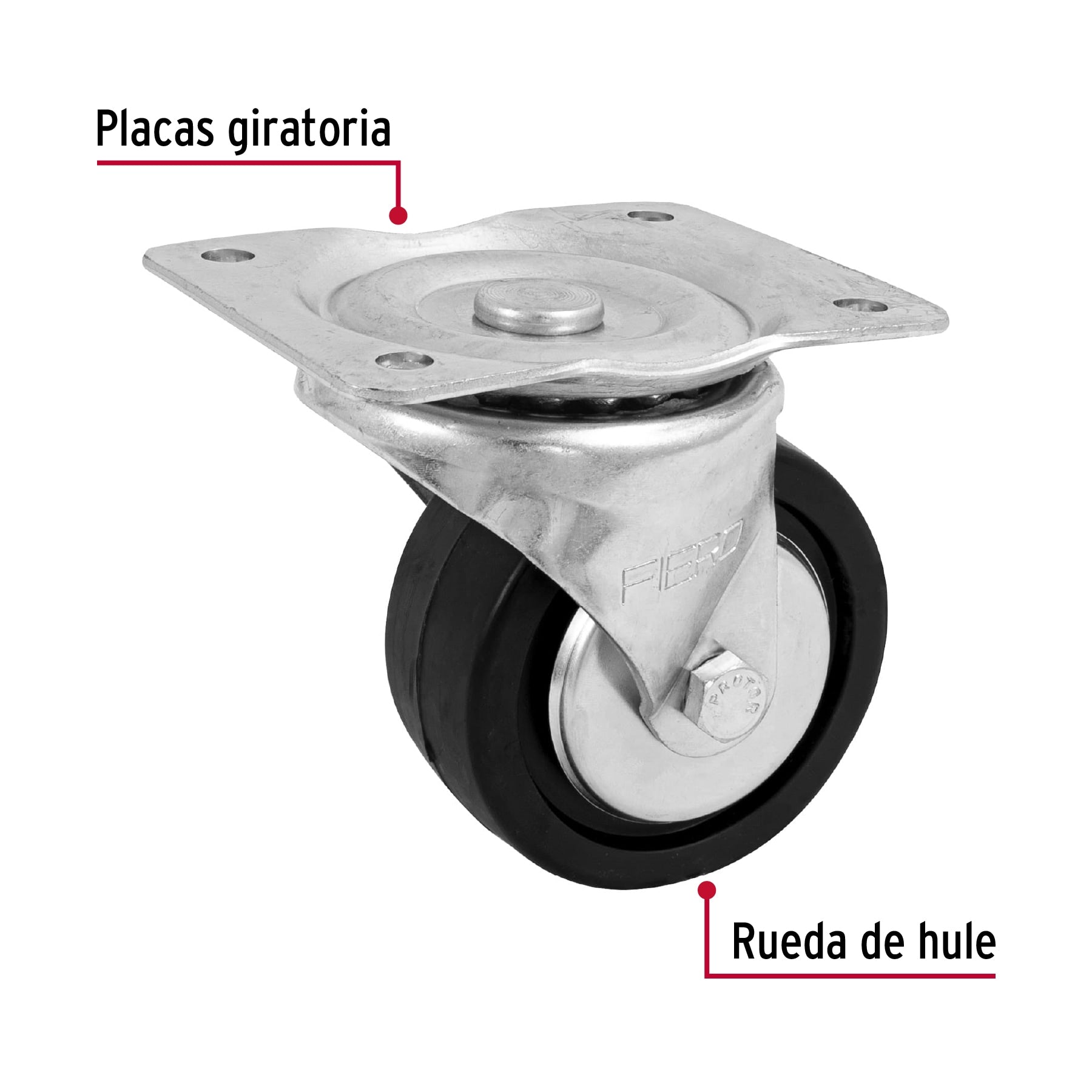 Rodaja hule 4", placa giratoria c/balero, carga 100kg, FIERO