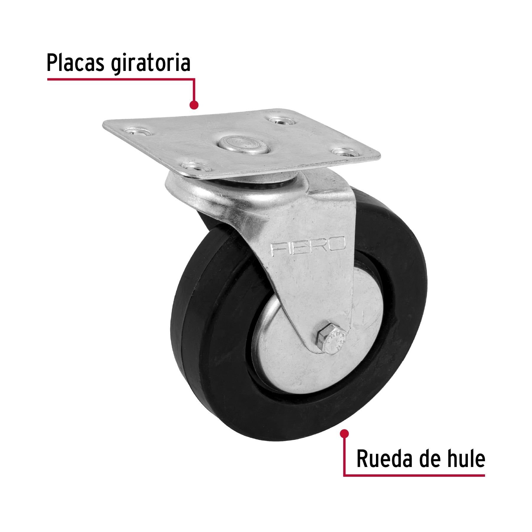 Rodaja hule 5", placa giratoria c/balero, carga 60kg, FIERO