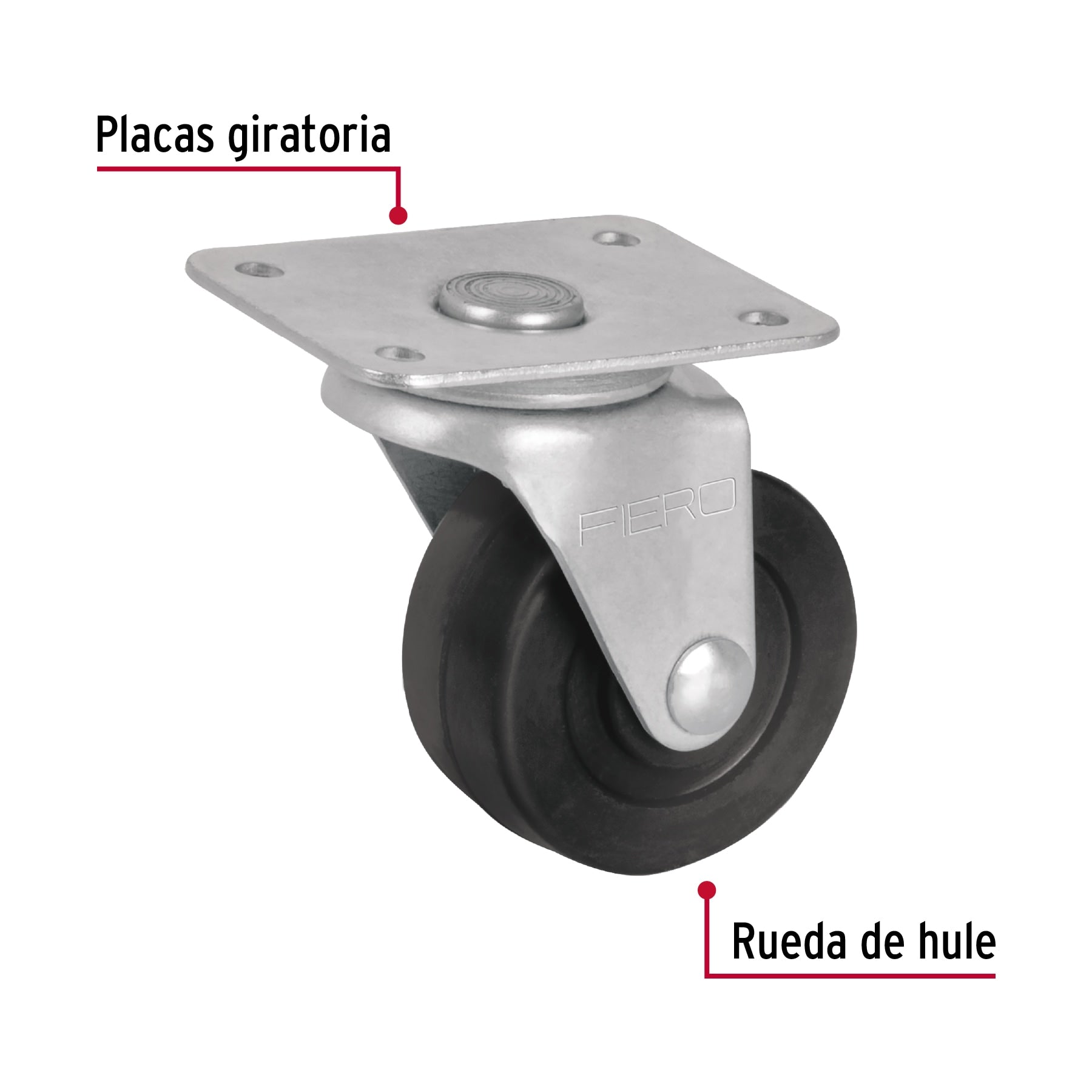 Rodaja hule 2", placa giratoria c/buje, carga 25kg, FIERO