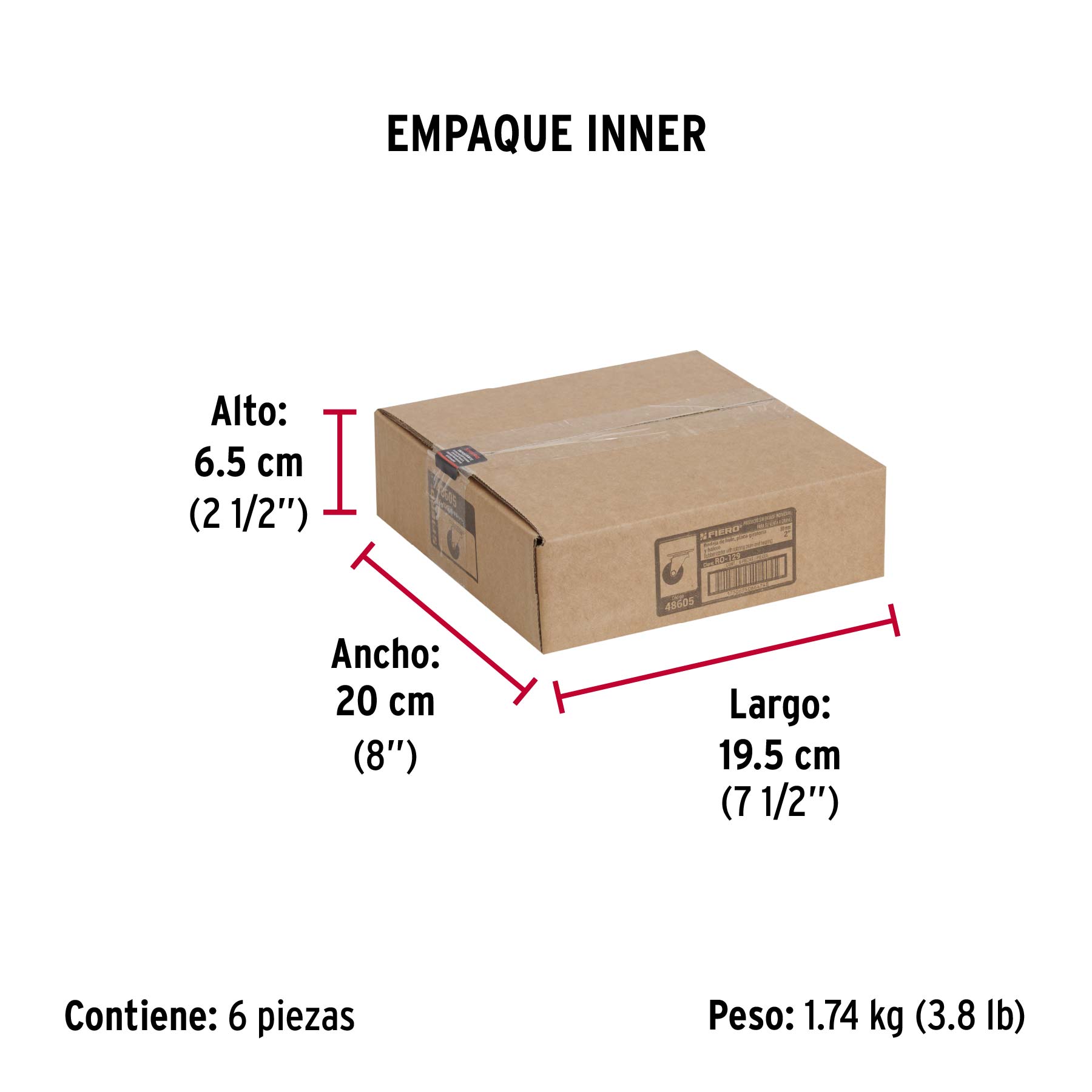 Rodaja hule 2", placa giratoria c/balero, carga 40kg, FIERO - Empaque