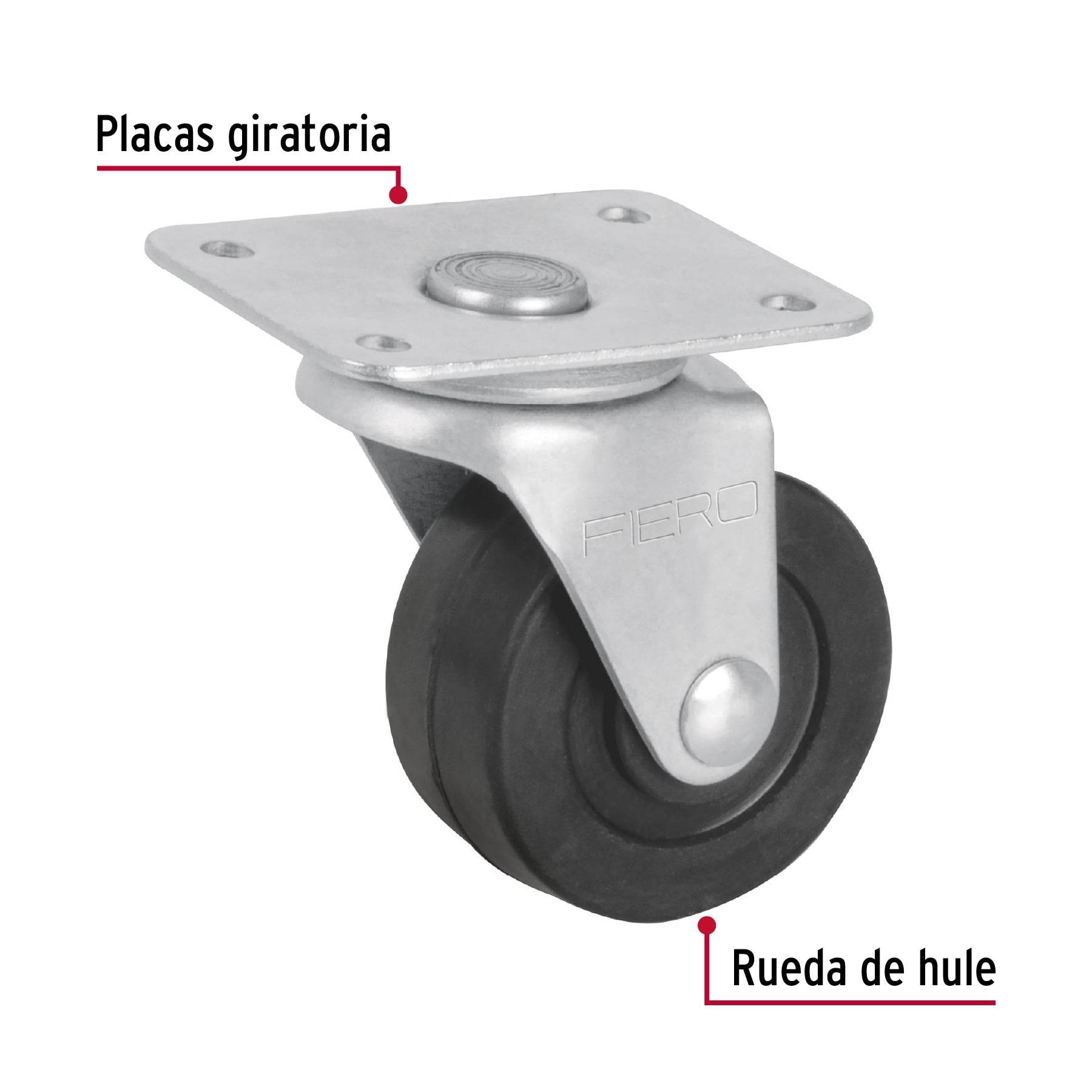Rodaja hule 2", placa giratoria c/balero, carga 40kg, FIERO