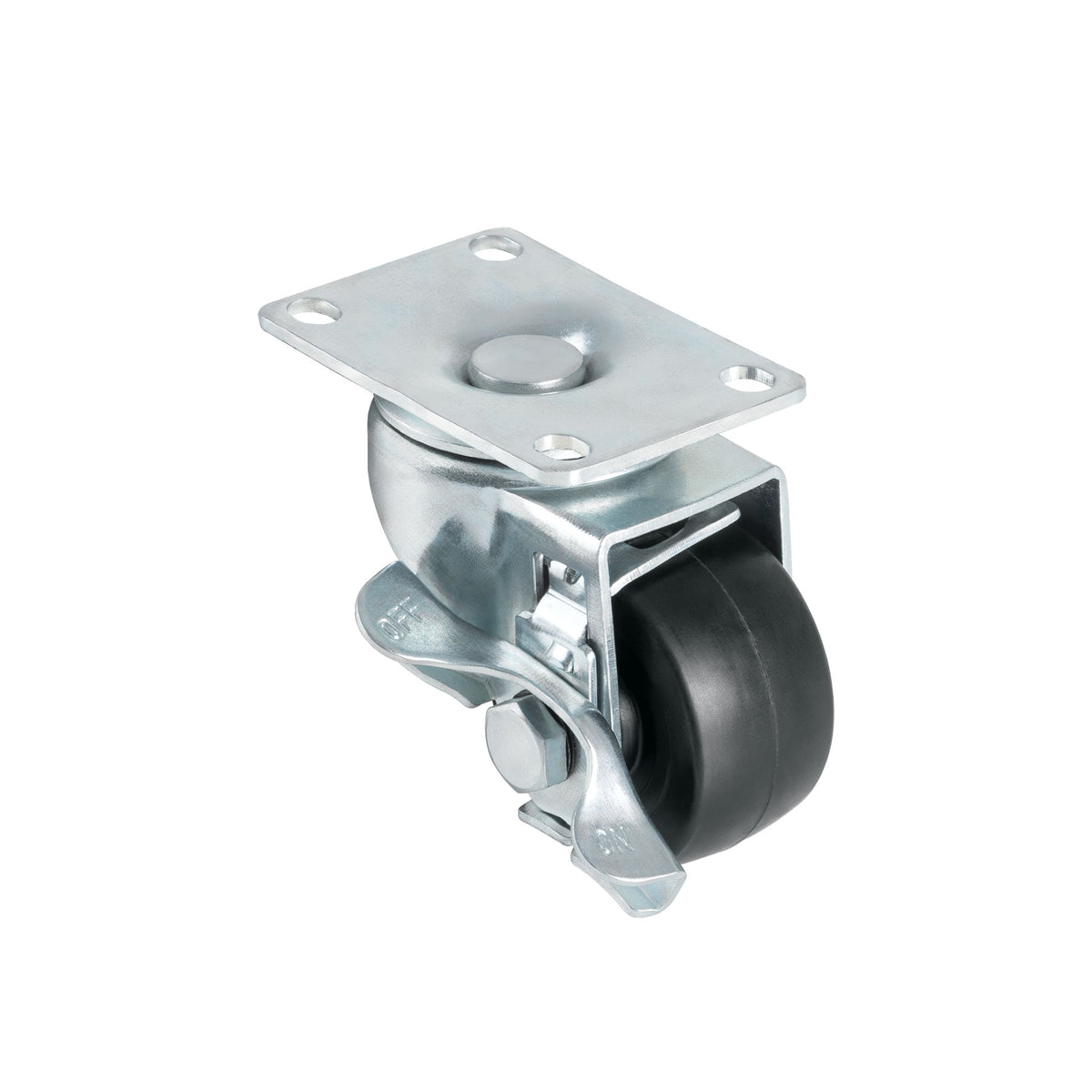 Rodaja uso múltiple 2-1/2", hule, giratoria con freno, buje