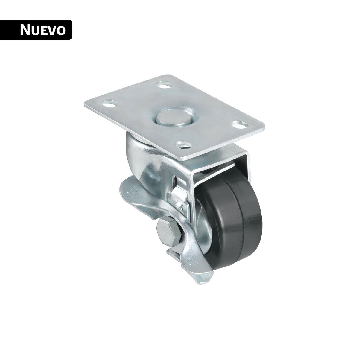 Rodaja uso múltiple 2-1/2", hule, giratoria c/freno, balero