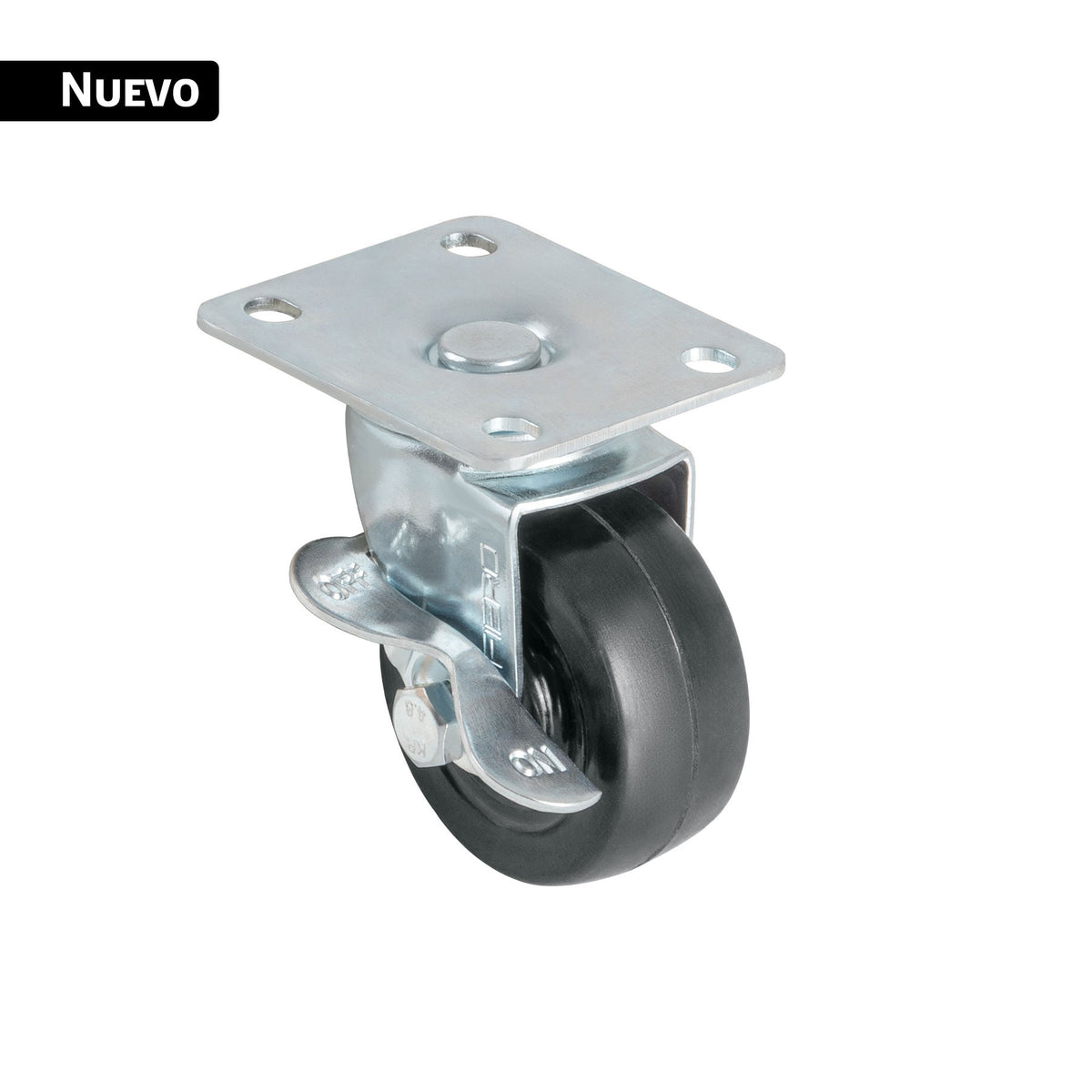 Rodaja uso múltiple 3", hule, giratoria con freno, balero