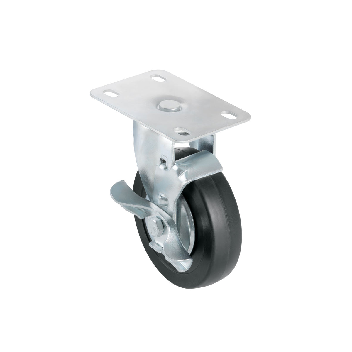Rodaja uso múltiple 4", hule, giratoria c/freno, balero,50kg